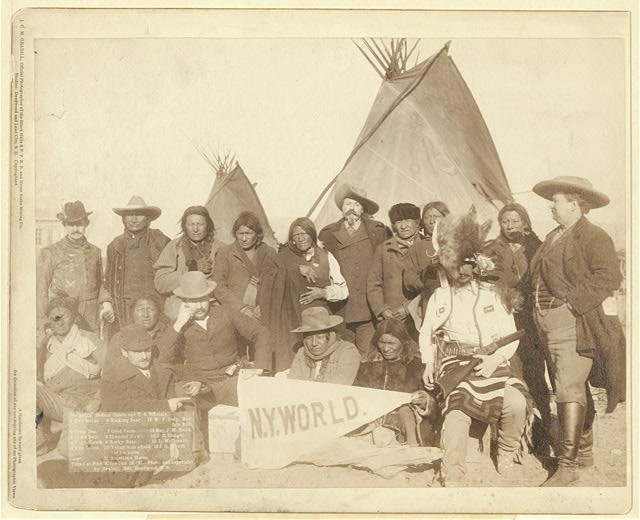 Pine Ridge South Dakota 1891 Lakota Chiefs Buffalo Bill Tipi NY World Pennant Pine Ridge South Dakota 1891 Lakota Chiefs Buffalo Bill Tipi NY World Pennant