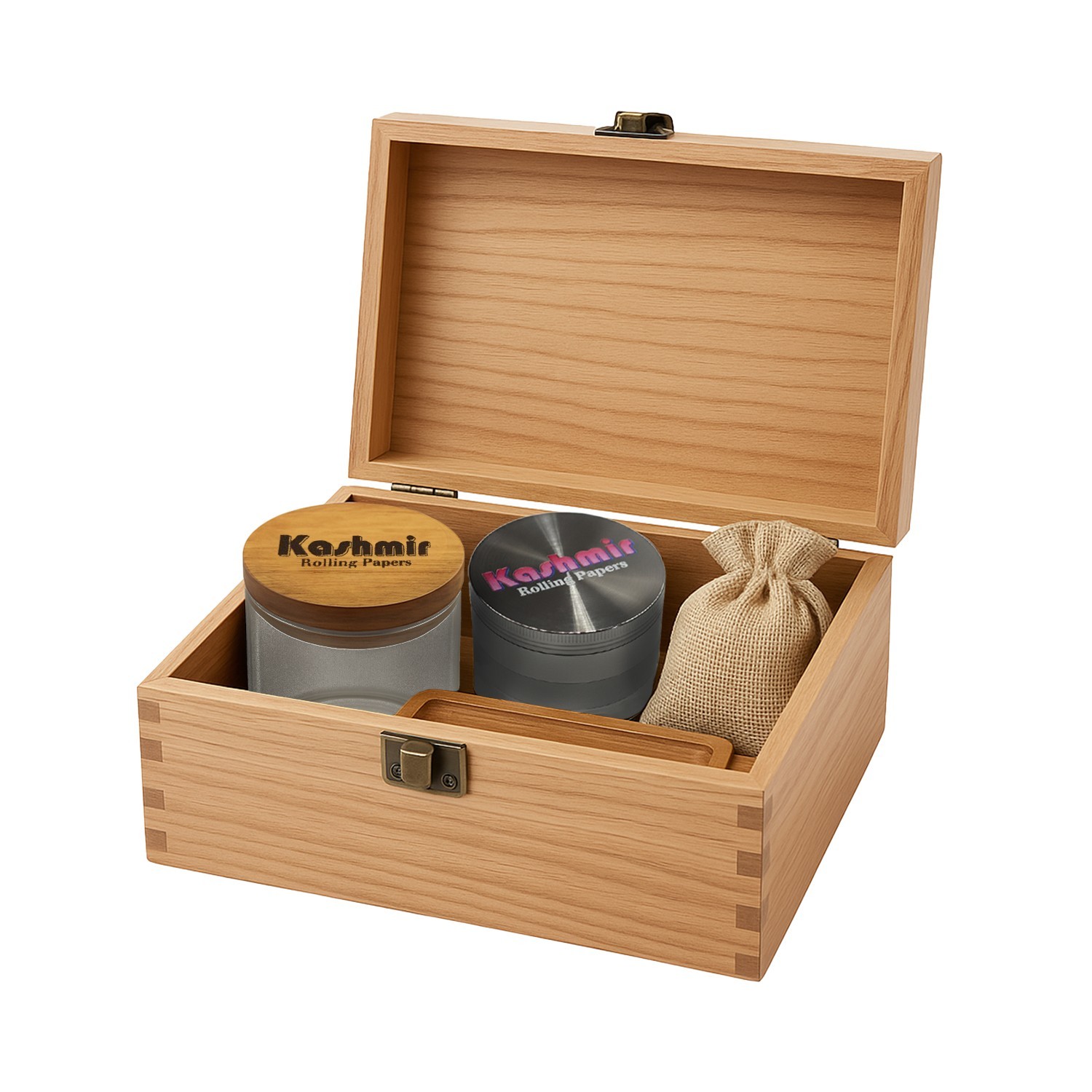 Cherry Stash Box with Accessories, Jar &Grinder Premium Wood Storage Box Kashmir Cherry Stash Box with Accessories, Jar &Grinder Premium Wood Storage Box Kashmir