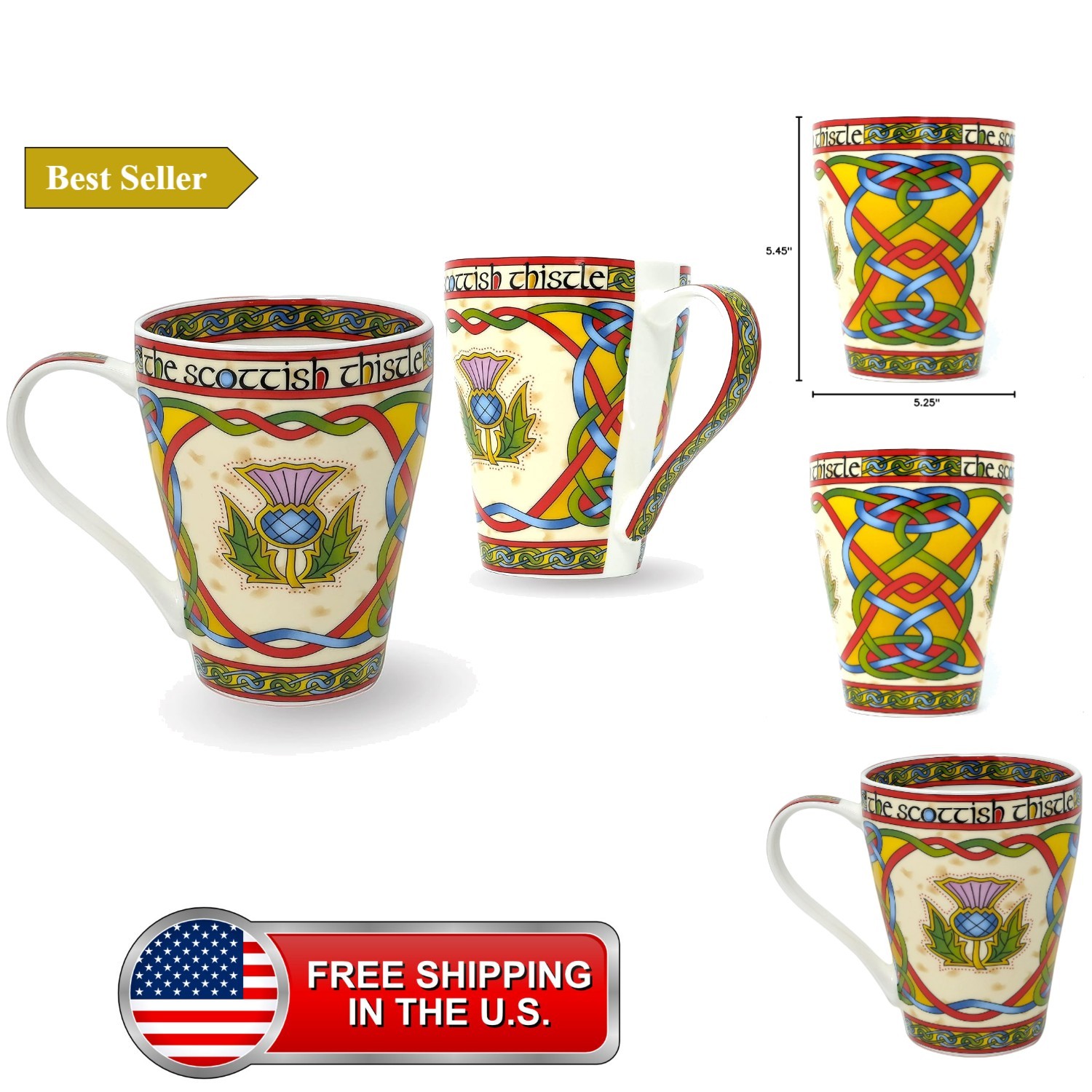 Ceramic Set of 2 Scottish Mugs Thistle Scotland Symbol Tea Gift Set Housewarm... Ceramic Set of 2 Scottish Mugs Thistle Scotland Symbol Tea Gift Set Housewarm...