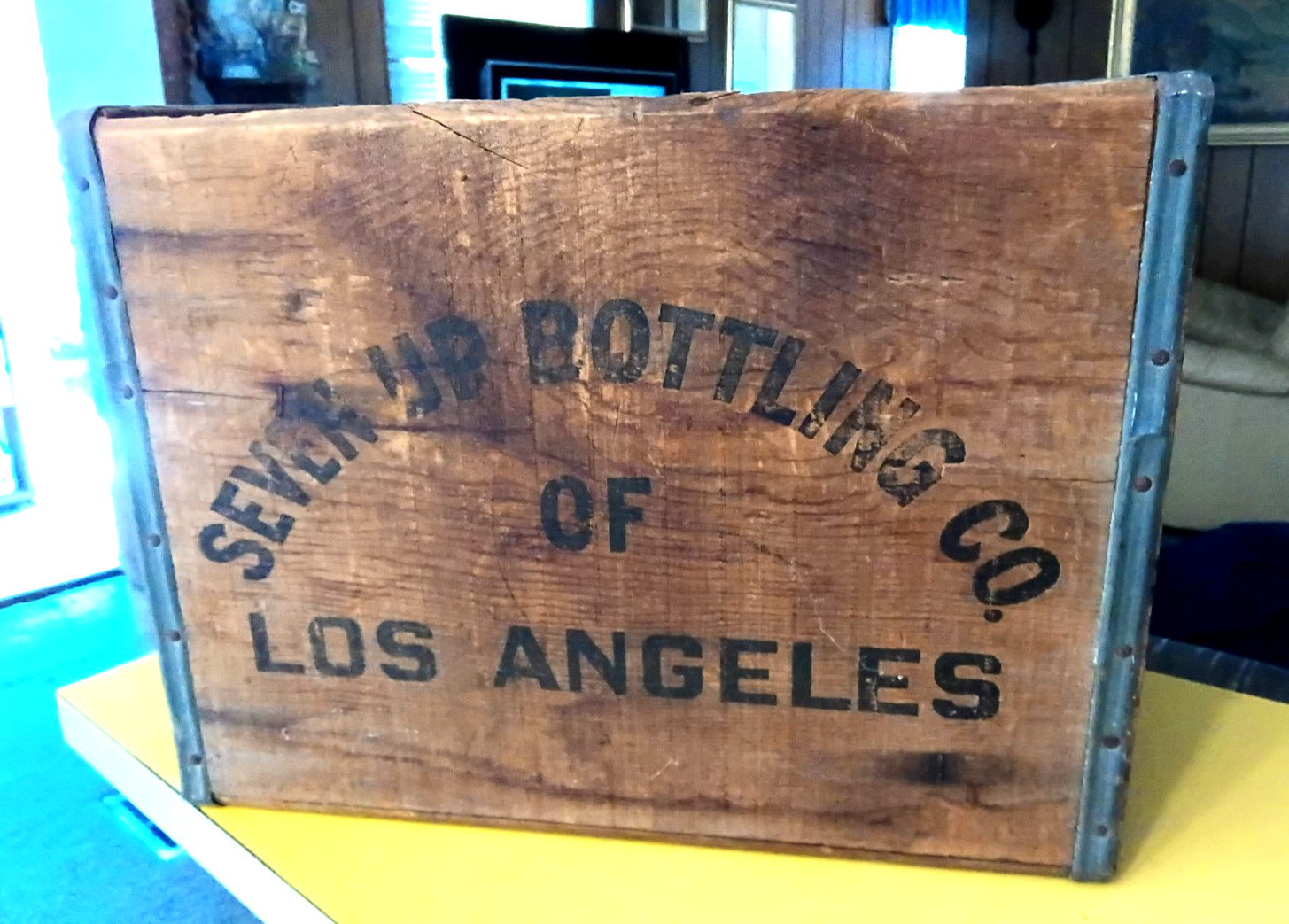 Vintage Original Seven Up Bottling Co Los Angeles Wooden Crate Carrier June 1968 Vintage Original Seven Up Bottling Co Los Angeles Wooden Crate Carrier June 1968