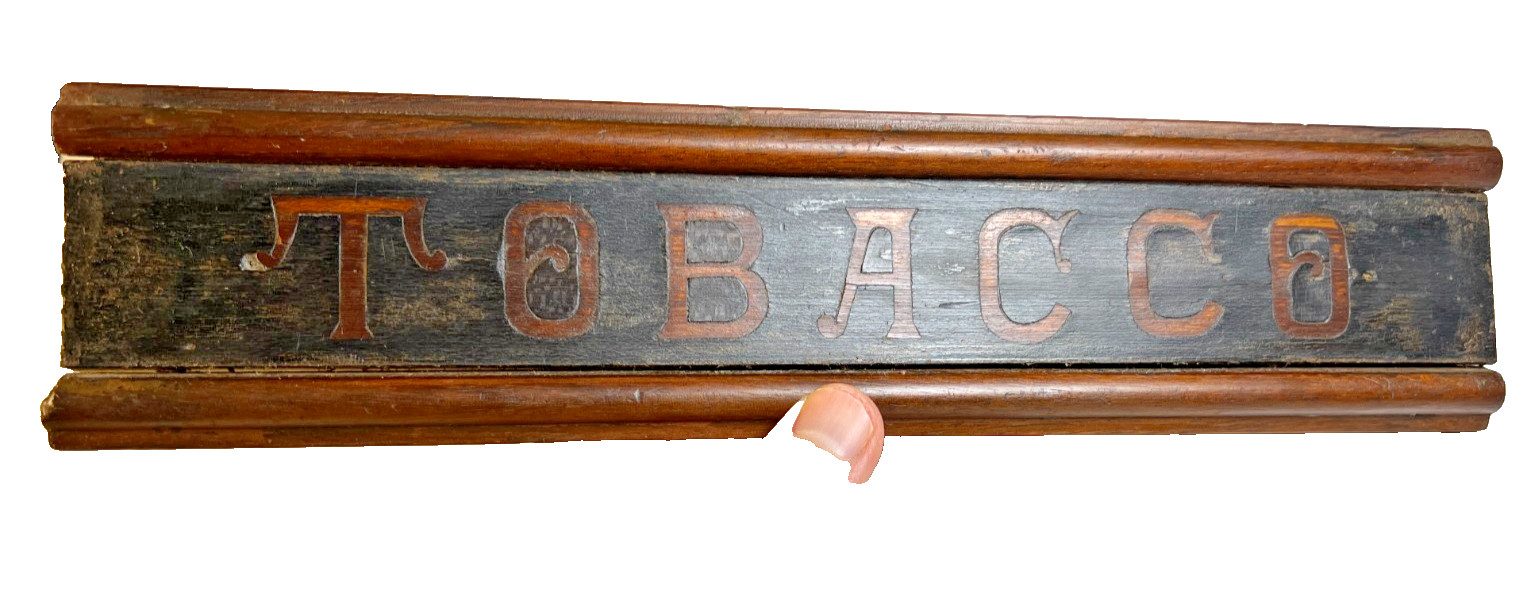 Antique Victorian Inlaid Wood Wooden TOBACCO Sign Panel Salvage Tobacciana 1890 Antique Victorian Inlaid Wood Wooden TOBACCO Sign Panel Salvage Tobacciana 1890