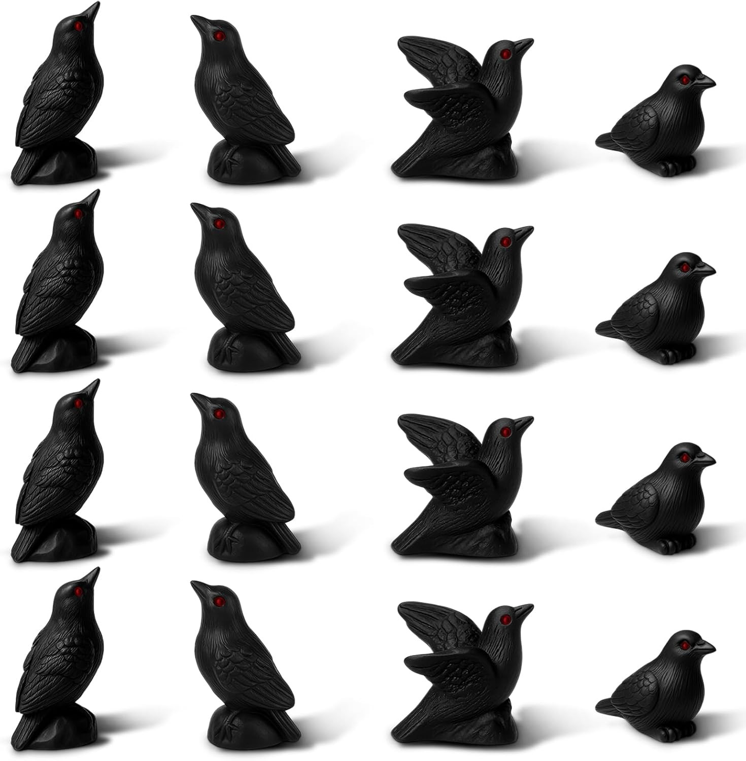 20 Pcs Mini Black Crow Figurines, Black Resin Raven 20 Pcs Mini Black Crow Figurines, Black Resin Raven