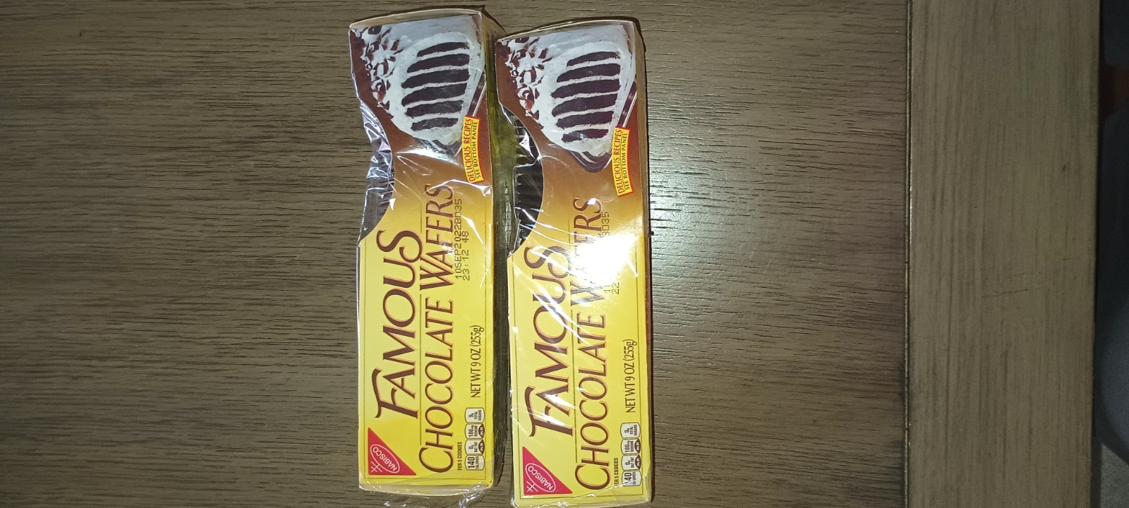 Nabisco Famous Chocolate Wafers-TWO 9 oz Pkgs Collectable not for consumption