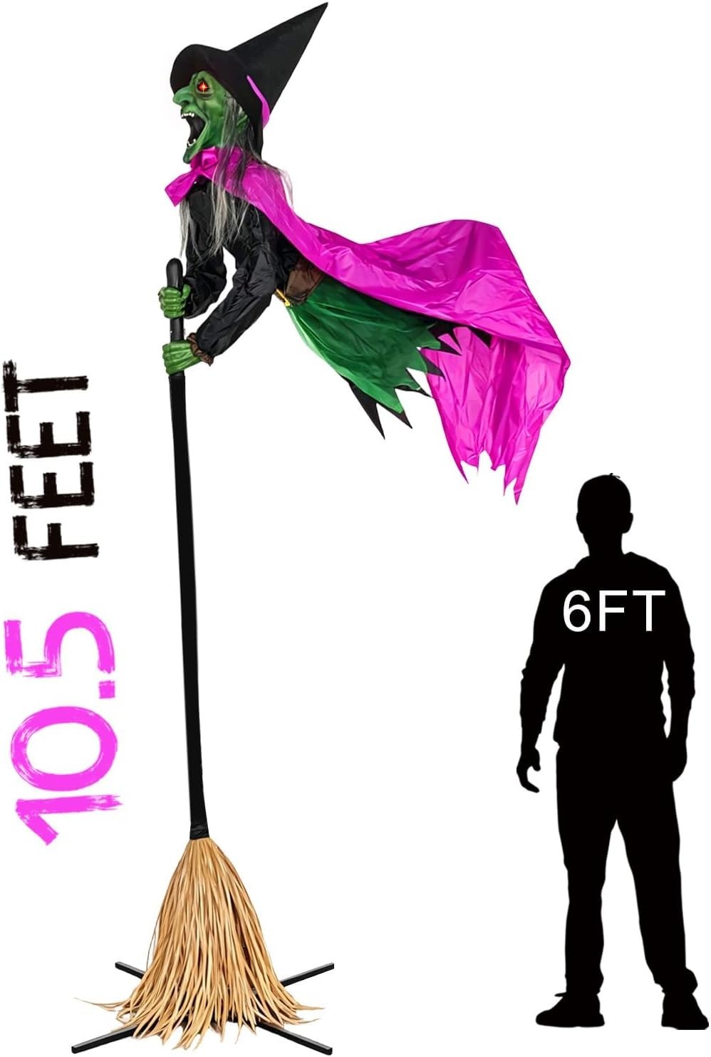 Halloween Decorations Outdoor – 10.5FT Animated Hovering Witch Animatronics with Halloween Decorations Outdoor – 10.5FT Animated Hovering Witch Animatronics with