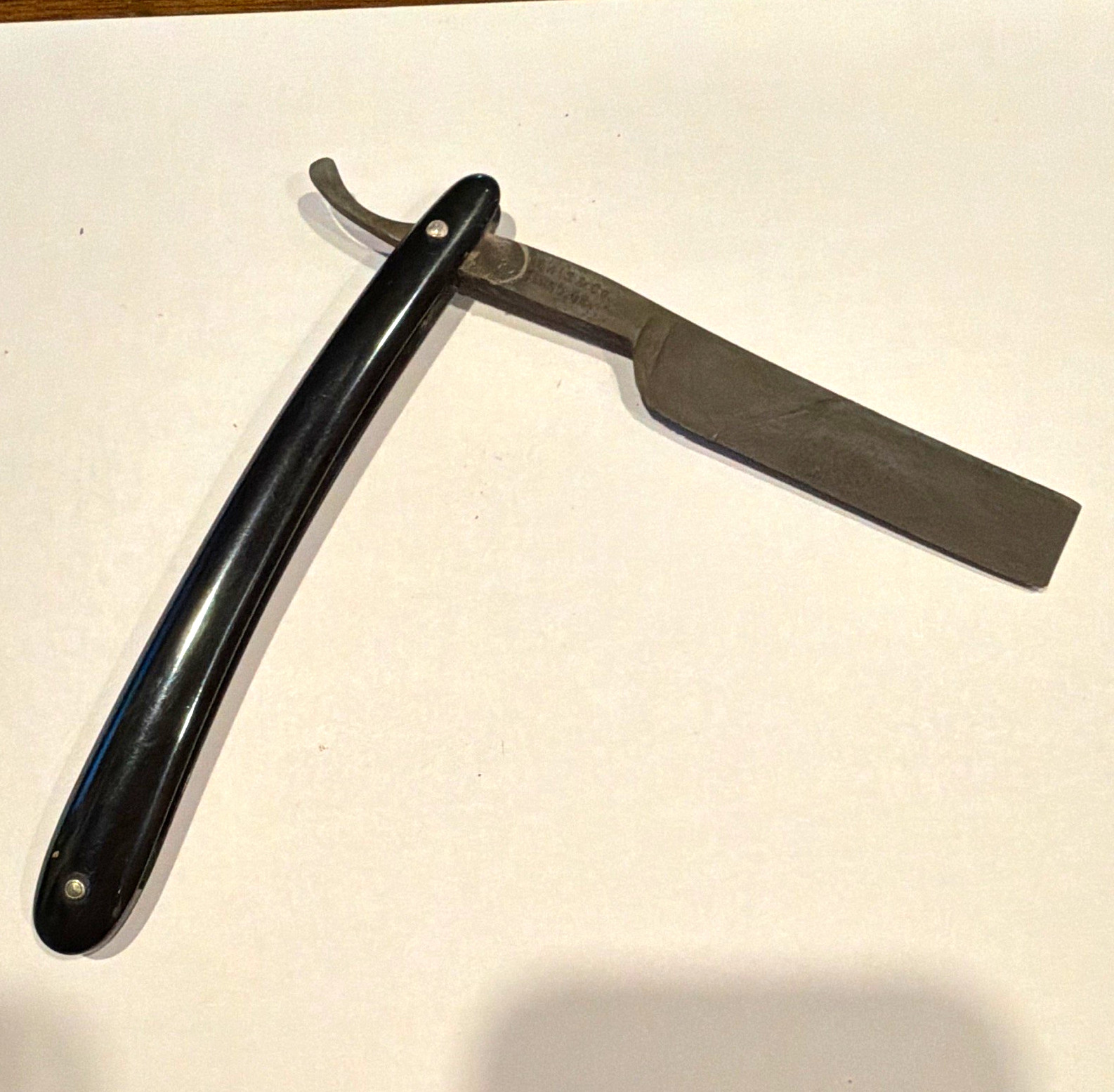 Lewis & Co. Portland OR Collectible Folding Straight Razor Black Handle Lewis & Co. Portland OR Collectible Folding Straight Razor Black Handle