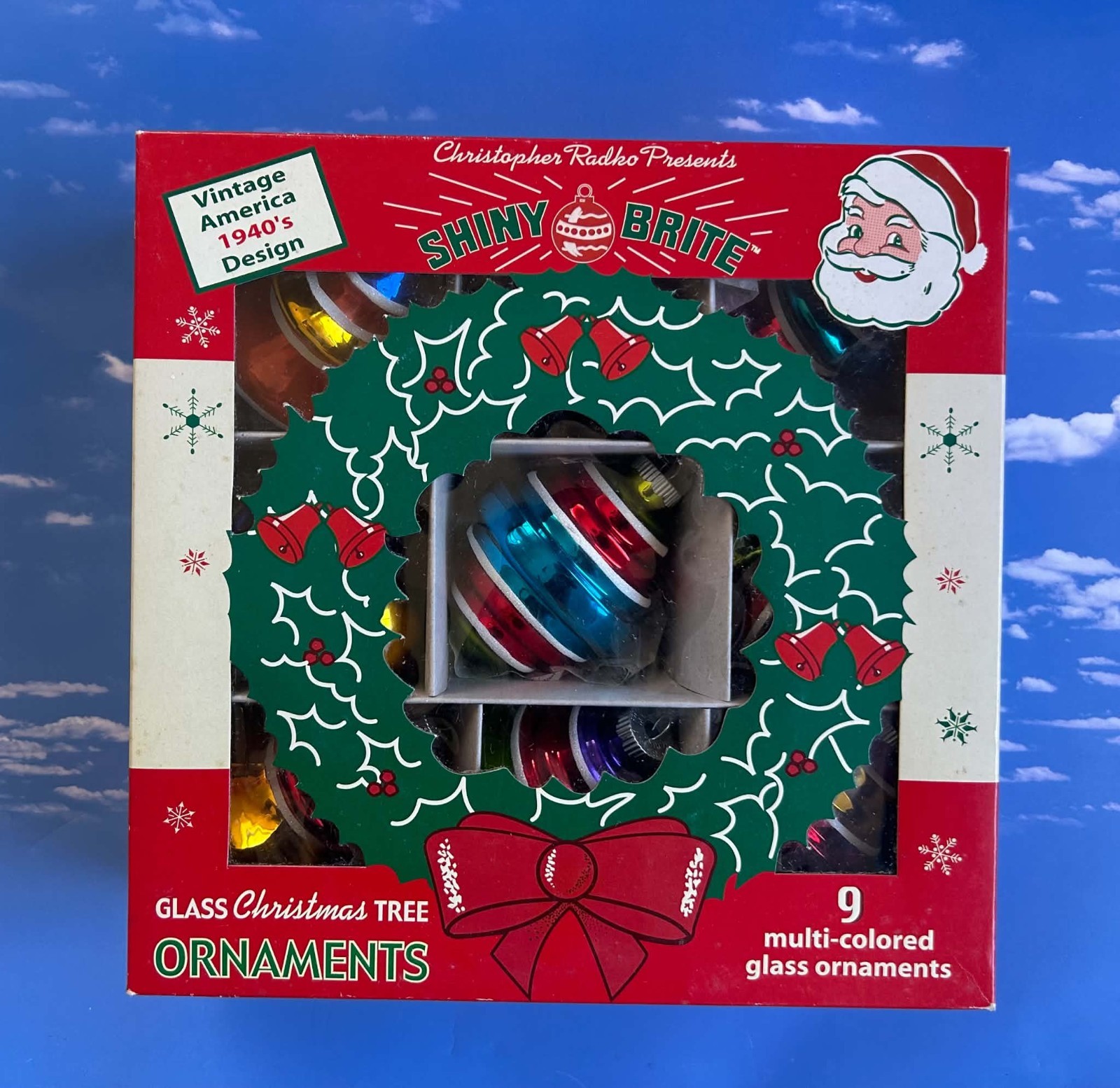 Christopher Radko Shiny Brite JEWELED SHAPED ORNAMENTS Set of 9 Christmas, UFO Christopher Radko Shiny Brite JEWELED SHAPED ORNAMENTS Set of 9 Christmas, UFO