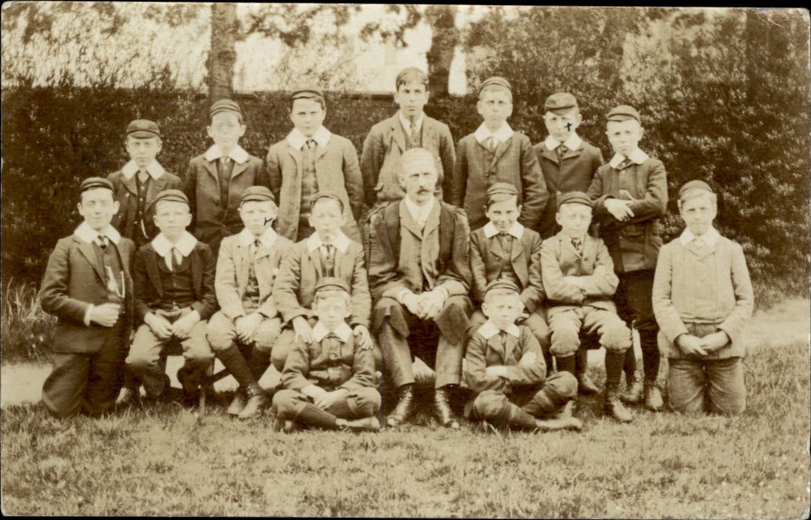 Lowestoft England Students Class Portrait c1900s-10s Real Photo Vintage Postcard