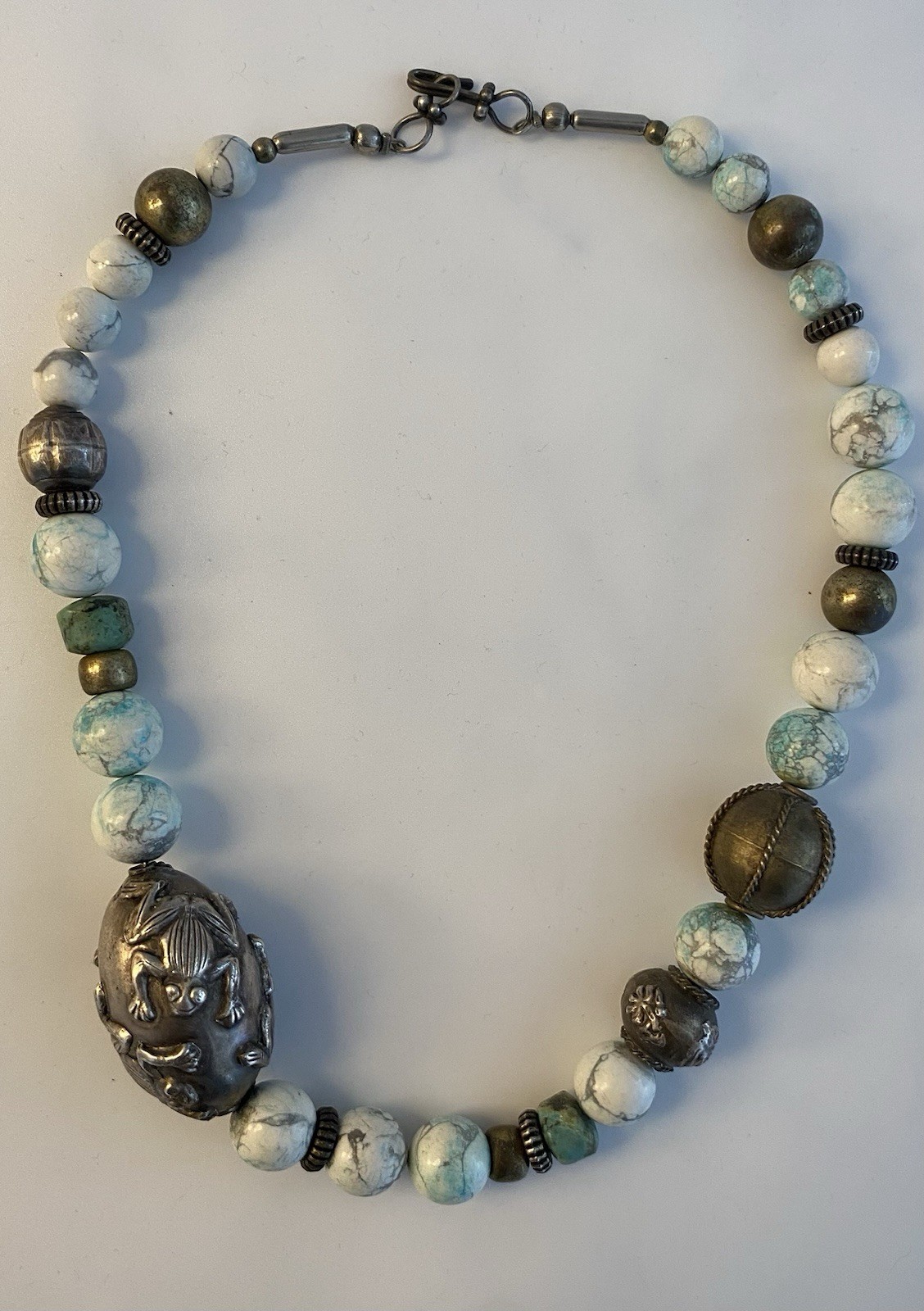 ANTIQUE VINTAGE TIBETAN SILVER BRONZE BEAD NECKLACE TURQUOISE JADE STONE FROG ANTIQUE VINTAGE TIBETAN SILVER BRONZE BEAD NECKLACE TURQUOISE JADE STONE FROG