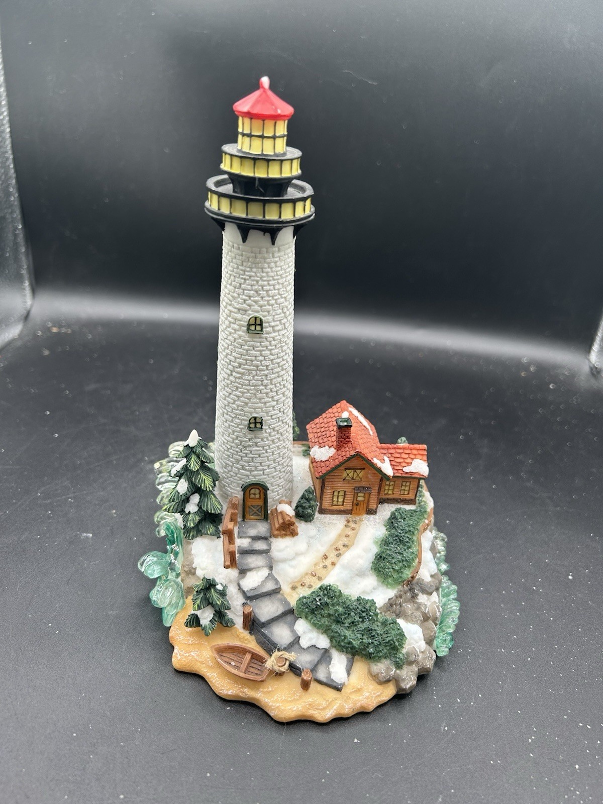 Vintage Classic Treasure Resin Winter Scene Nautical Lighthouse Sculpture