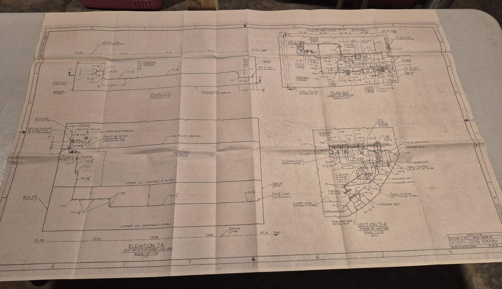 Vintage Large Marine Vessel Brownprint Drawing Plan Industrial Decor Salvage Vintage Large Marine Vessel Brownprint Drawing Plan Industrial Decor Salvage