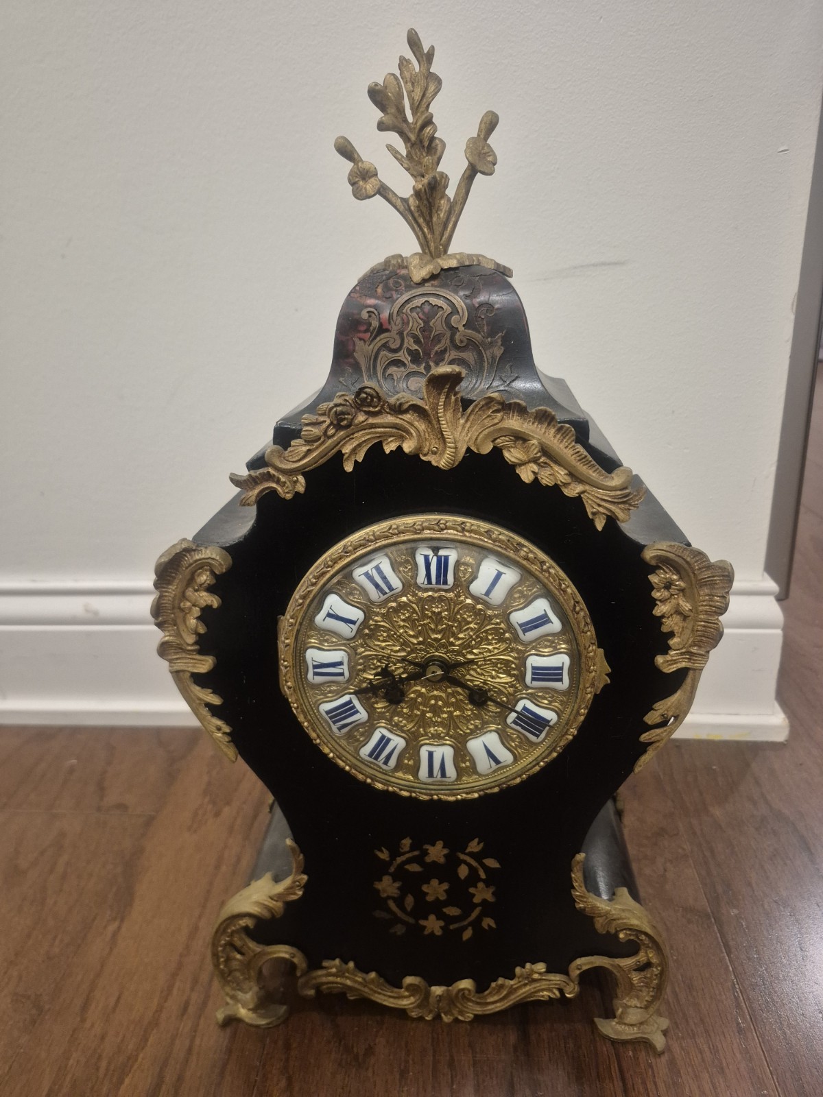 Antique 19thC French Japy Freres Boulle Mantel Clock - Louis XV Rococo - REPAIR Antique 19thC French Japy Freres Boulle Mantel Clock - Louis XV Rococo - REPAIR