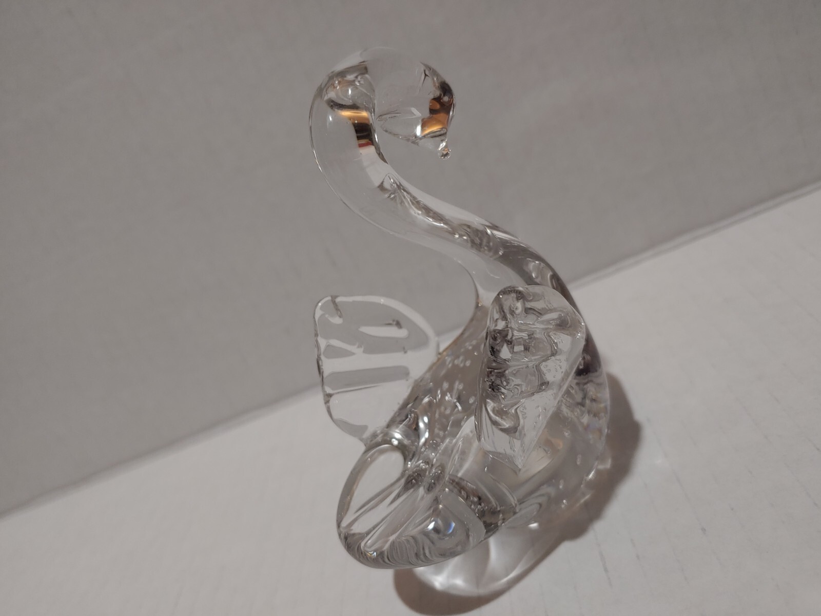 Crystal LARGE SWAN 4" Beautiful Bubble Glass Bird Nature Figurine Statue Crystal LARGE SWAN 4" Beautiful Bubble Glass Bird Nature Figurine Statue