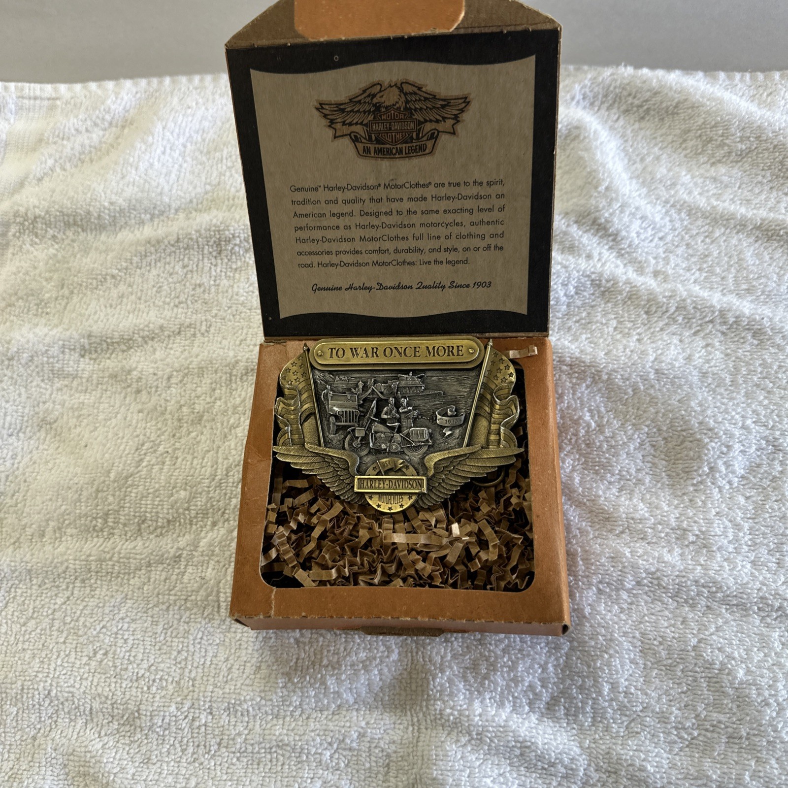 TO WAR ONCE MORE ~ HARLEY DAVIDSON ~ Rare Commerative Belt Buckle ~ # 2160 TO WAR ONCE MORE ~ HARLEY DAVIDSON ~ Rare Commerative Belt Buckle ~ # 2160
