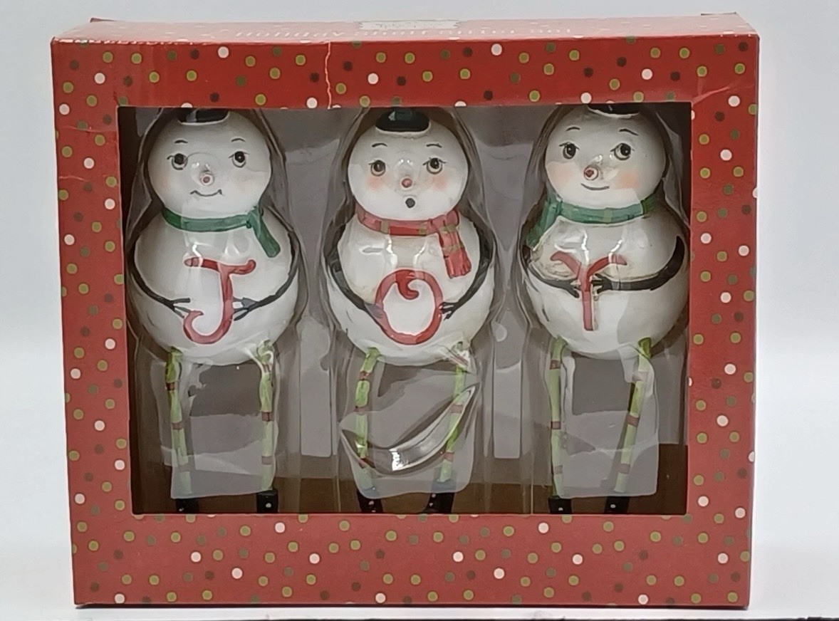 ❤️💚NIB Johanna Parker Snowman Joy Shelf Sitter Trio ❤️💚NIB Johanna Parker Snowman Joy Shelf Sitter Trio