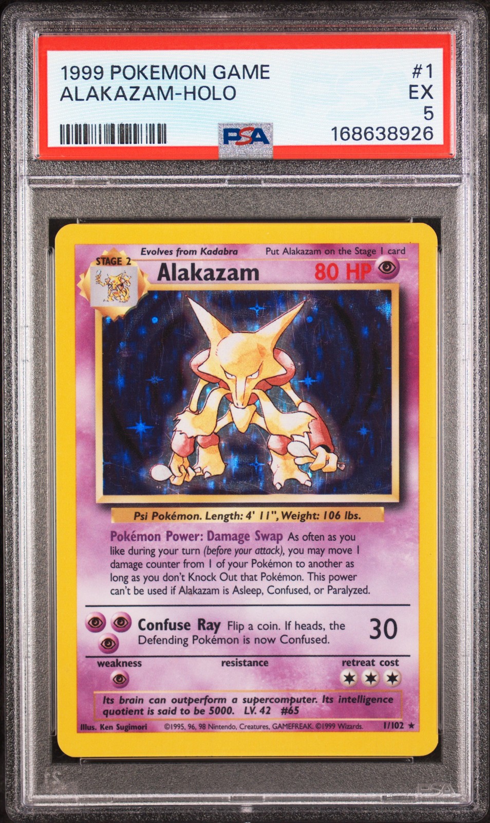 1999 Pokemon Game #1 Alakazam-Holo PSA 5 1999 Pokemon Game #1 Alakazam-Holo PSA 5