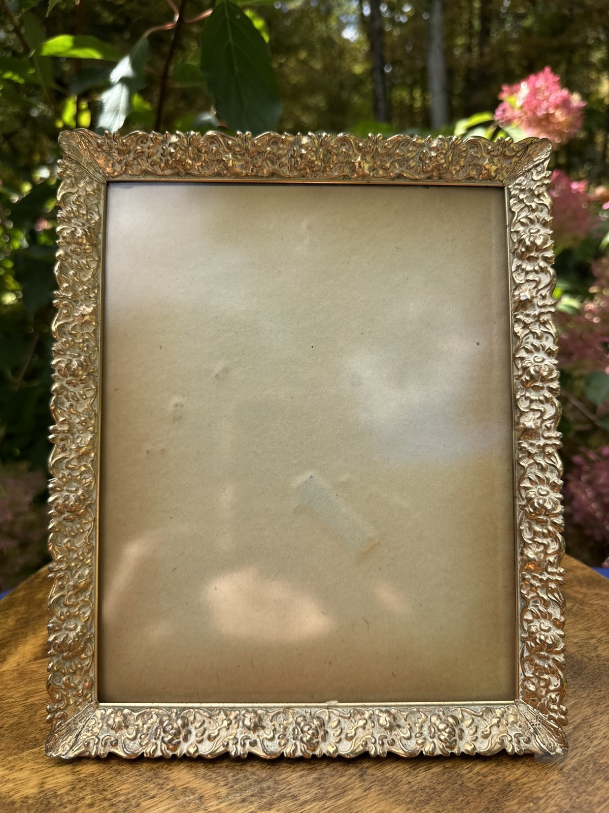 Vintage Hollywood Regency Gold Ornate Picture Frames with Red Velvet Mat Inserts Vintage Hollywood Regency Gold Ornate Picture Frames with Red Velvet Mat Inserts