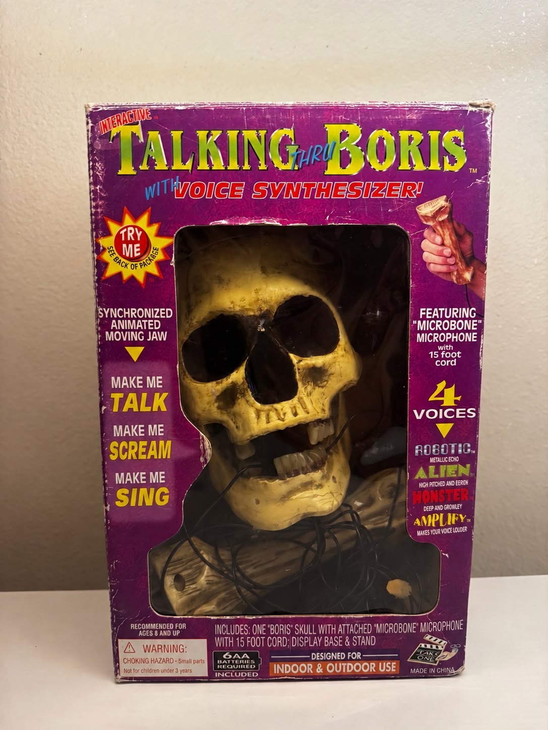 Vintage 1998Talking Thru Boris Voice Synthesizer Animated Skull In Box Halloween Vintage 1998Talking Thru Boris Voice Synthesizer Animated Skull In Box Halloween