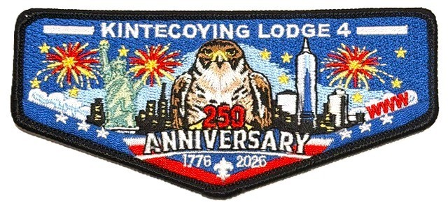 MERGED BOY SCOUT BSA OA KINTECOYING LODGE 4 GREATER NY COUNCIL 2026 USA 250 FLAP