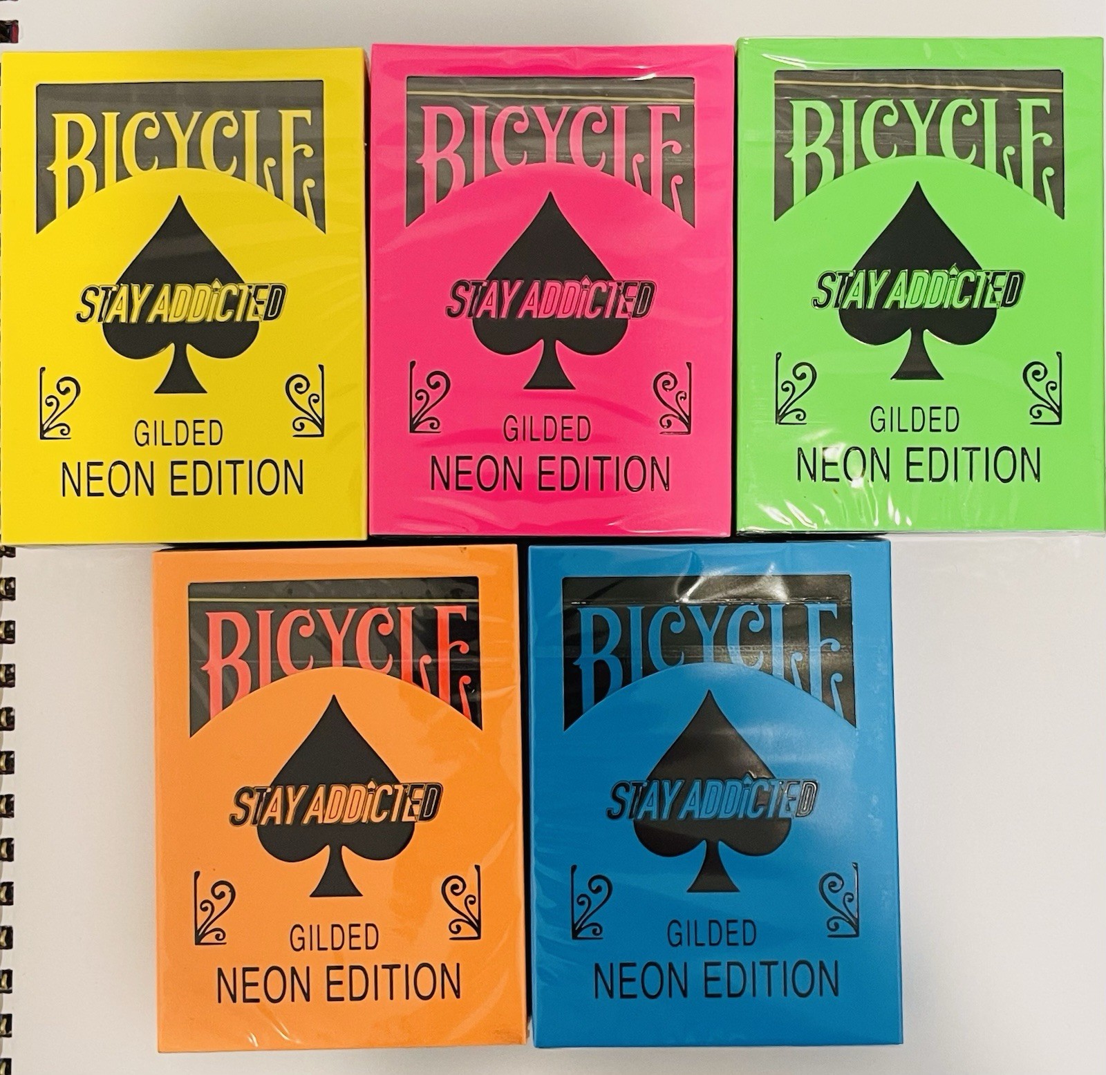 GILDED Bicycle Neon Rider Back Playing Cards Ltd Ed 5 Decks SET 1 of 300 GILDED Bicycle Neon Rider Back Playing Cards Ltd Ed 5 Decks SET 1 of 300