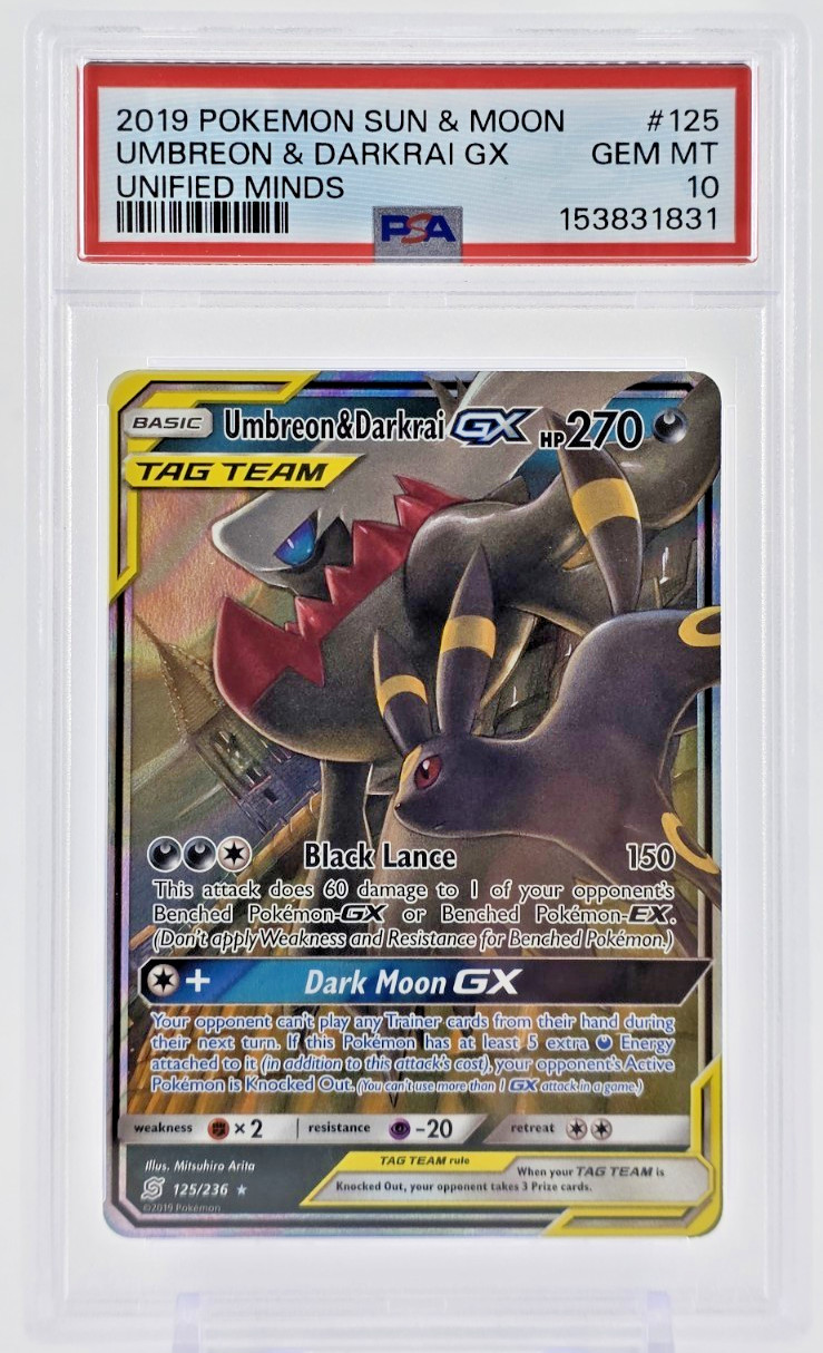 PSA 10 2019 UMBREON & DARKRAI GX POKEMON HOLO BLACK STAR PROMO SM TAG TEAM 125 PSA 10 2019 UMBREON & DARKRAI GX POKEMON HOLO BLACK STAR PROMO SM TAG TEAM 125
