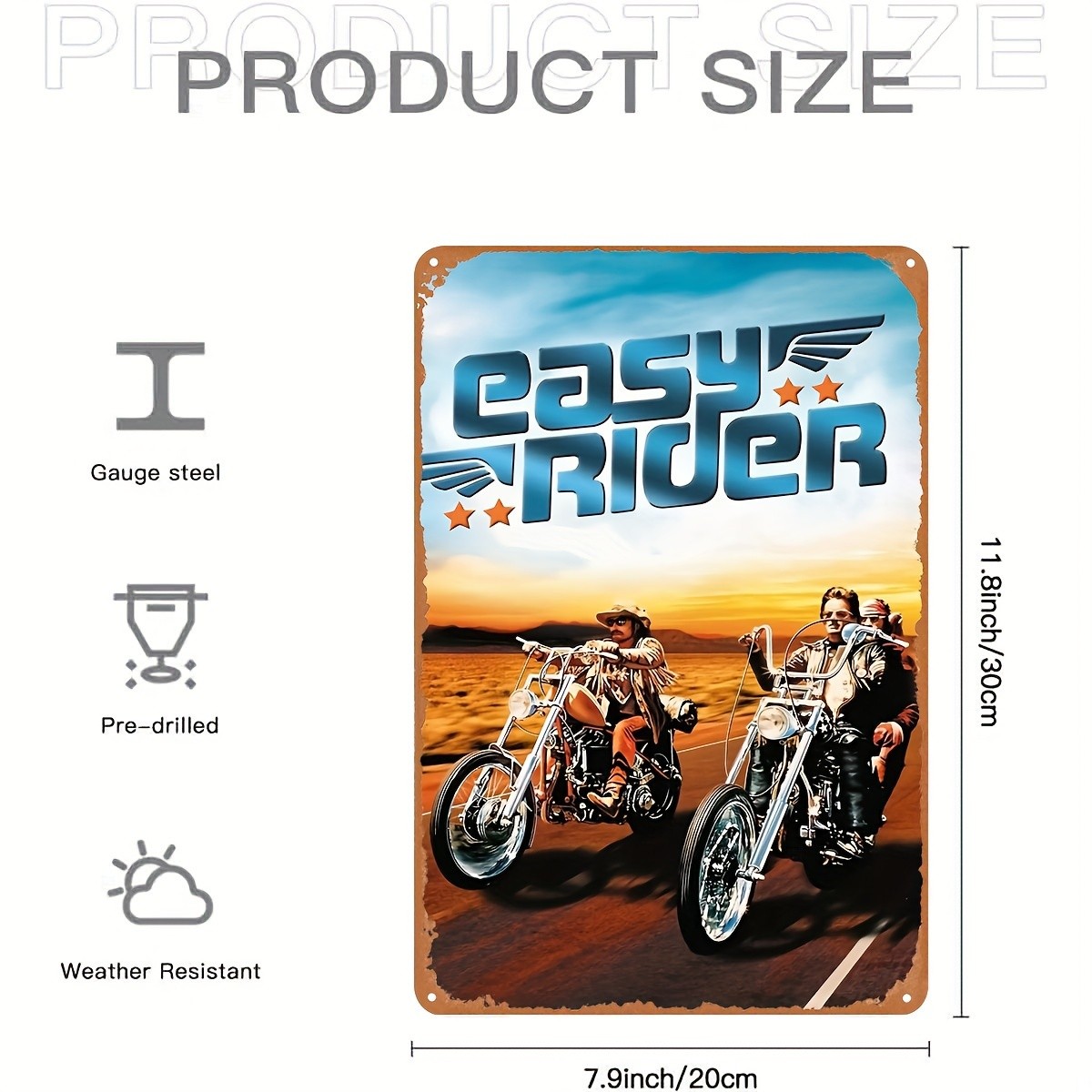 1pc Easy Rider Vintage Motorcycle Metal Sign - 8x12" | Classic Americana & Weste 1pc Easy Rider Vintage Motorcycle Metal Sign - 8x12" | Classic Americana & Weste