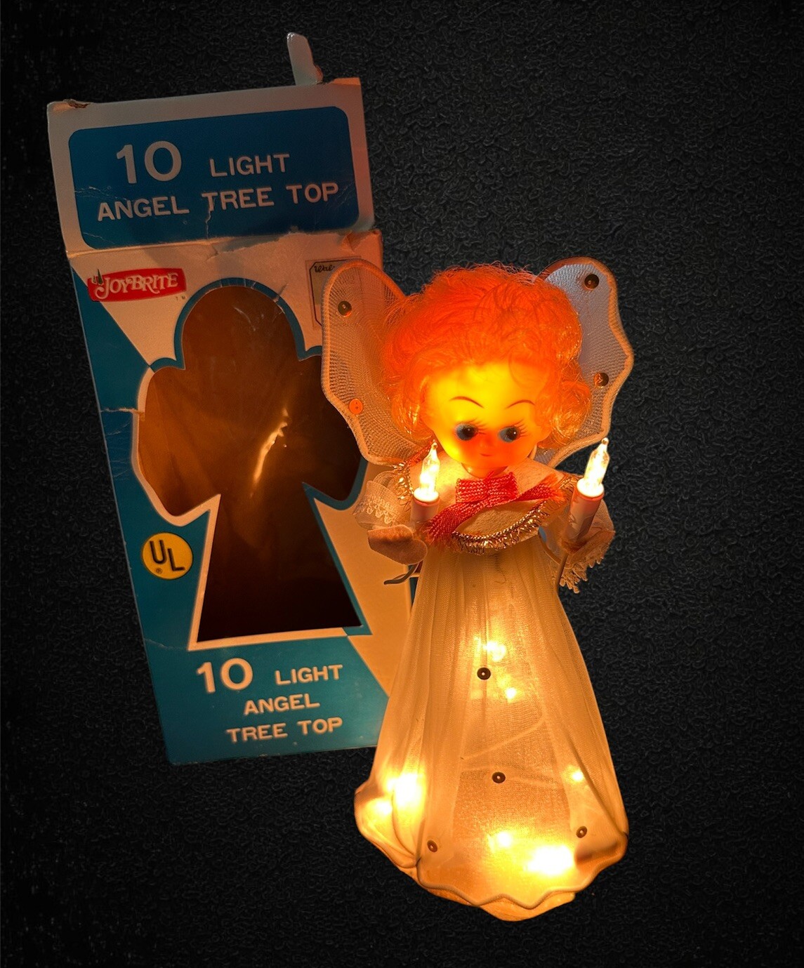 Vintage JoyBrite 10 Light Angel Tree Top with Original Box Blinks Works Vintage JoyBrite 10 Light Angel Tree Top with Original Box Blinks Works