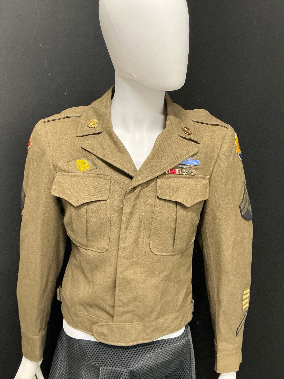 WW2 “Ike” Wool Field Coat Mens With Patches Size 36R US Vintage Army