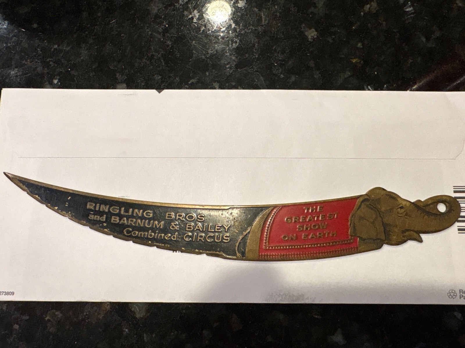 Ringling Bros & Barnum Bailey combines circus Letter opener Ringling Bros & Barnum Bailey combines circus Letter opener