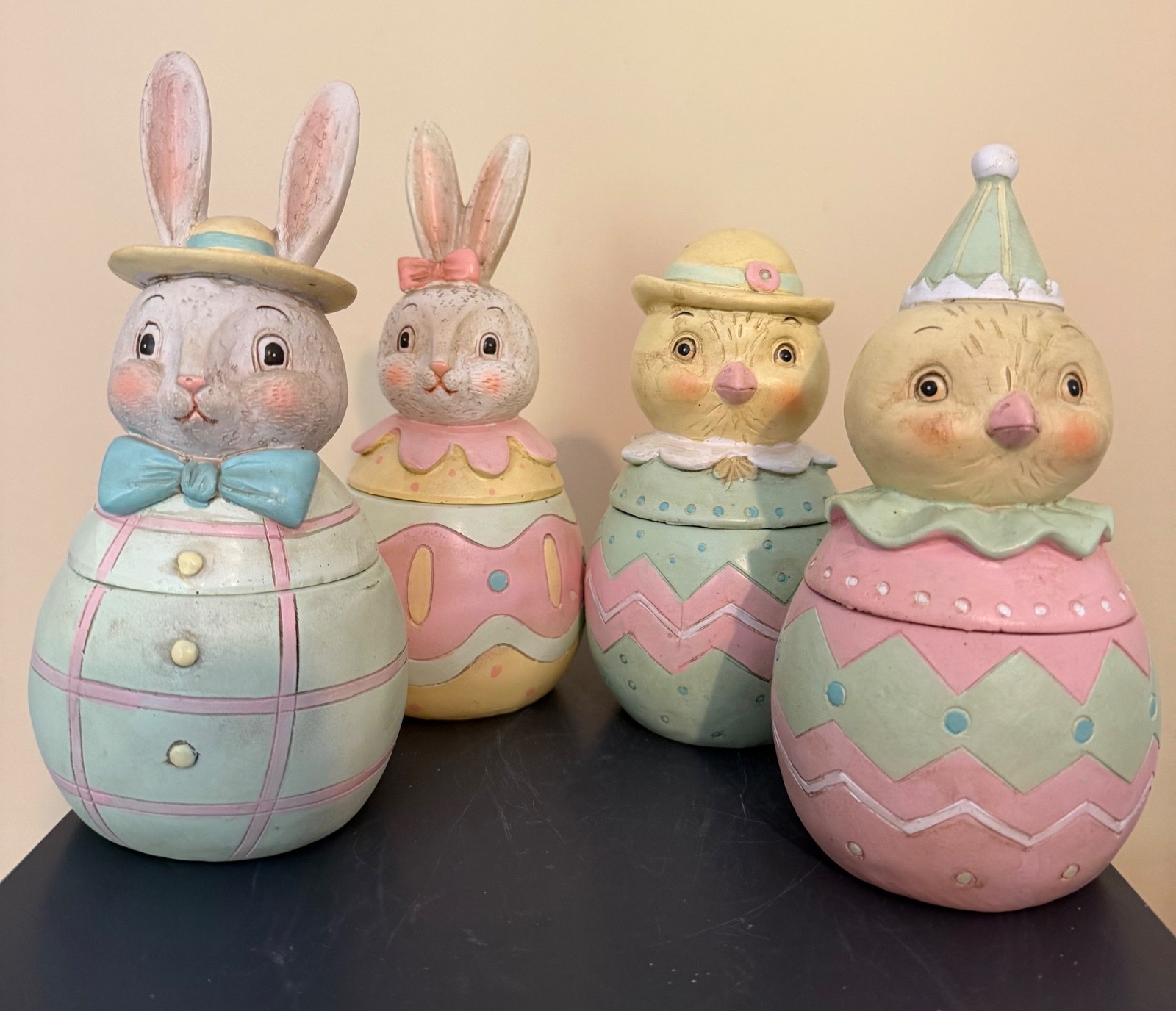 Johanna Parker Easter Bunny And Chick Containers Set Of 4 Transpac READ Johanna Parker Easter Bunny And Chick Containers Set Of 4 Transpac READ