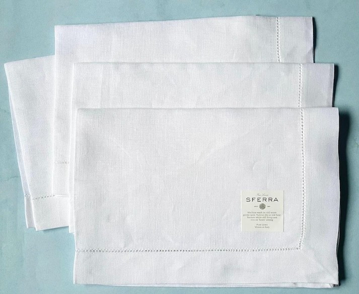 Sferra Classico Oblong White Linen Placemats 13x19" Set of 4 Hemstitched New Sferra Classico Oblong White Linen Placemats 13x19" Set of 4 Hemstitched New