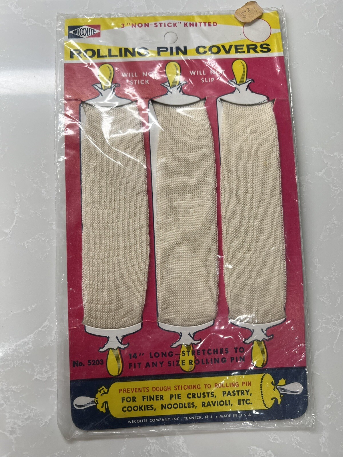 VINTAGE Antique 3 pack Long NEW Wecolite Knit 14" Rolling Pin Covers VINTAGE Antique 3 pack Long NEW Wecolite Knit 14" Rolling Pin Covers