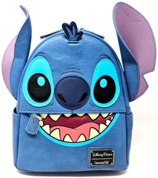 Disney Parks Stitch Face Blue 3D Ears Loungefly Bag Backpack New