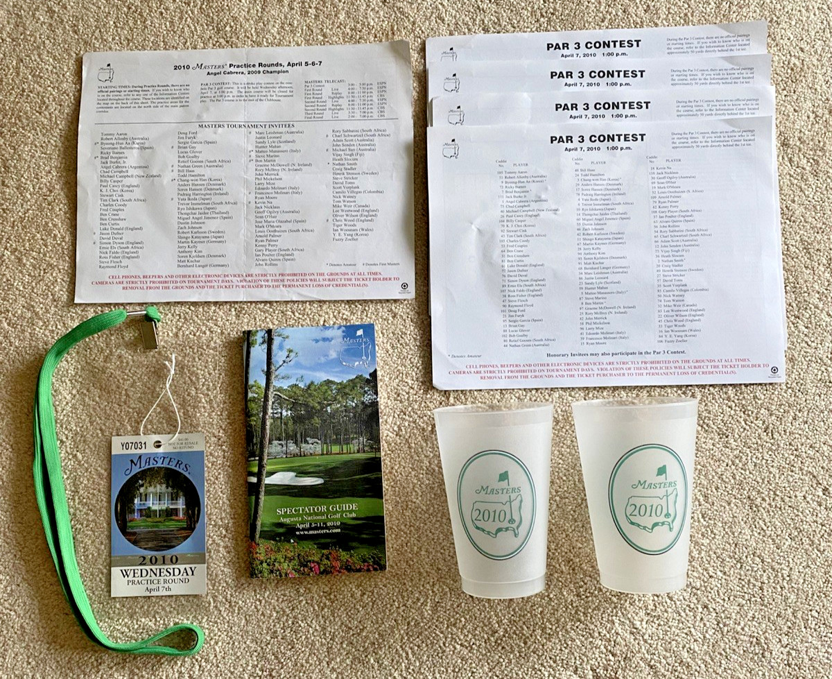 The Masters Augusta National Golf Club Collectible Items from 2010 The Masters Augusta National Golf Club Collectible Items from 2010