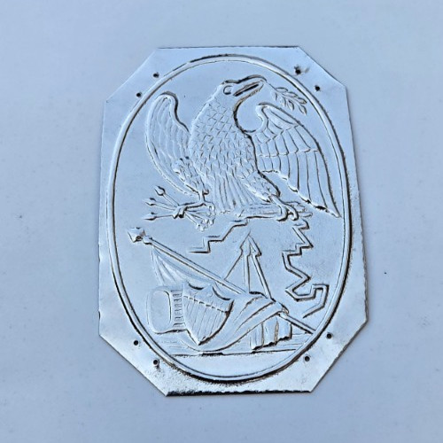 War of 1812 Infantry Shako Silver Toned Hat  Plate w/Eagle - Super Nice