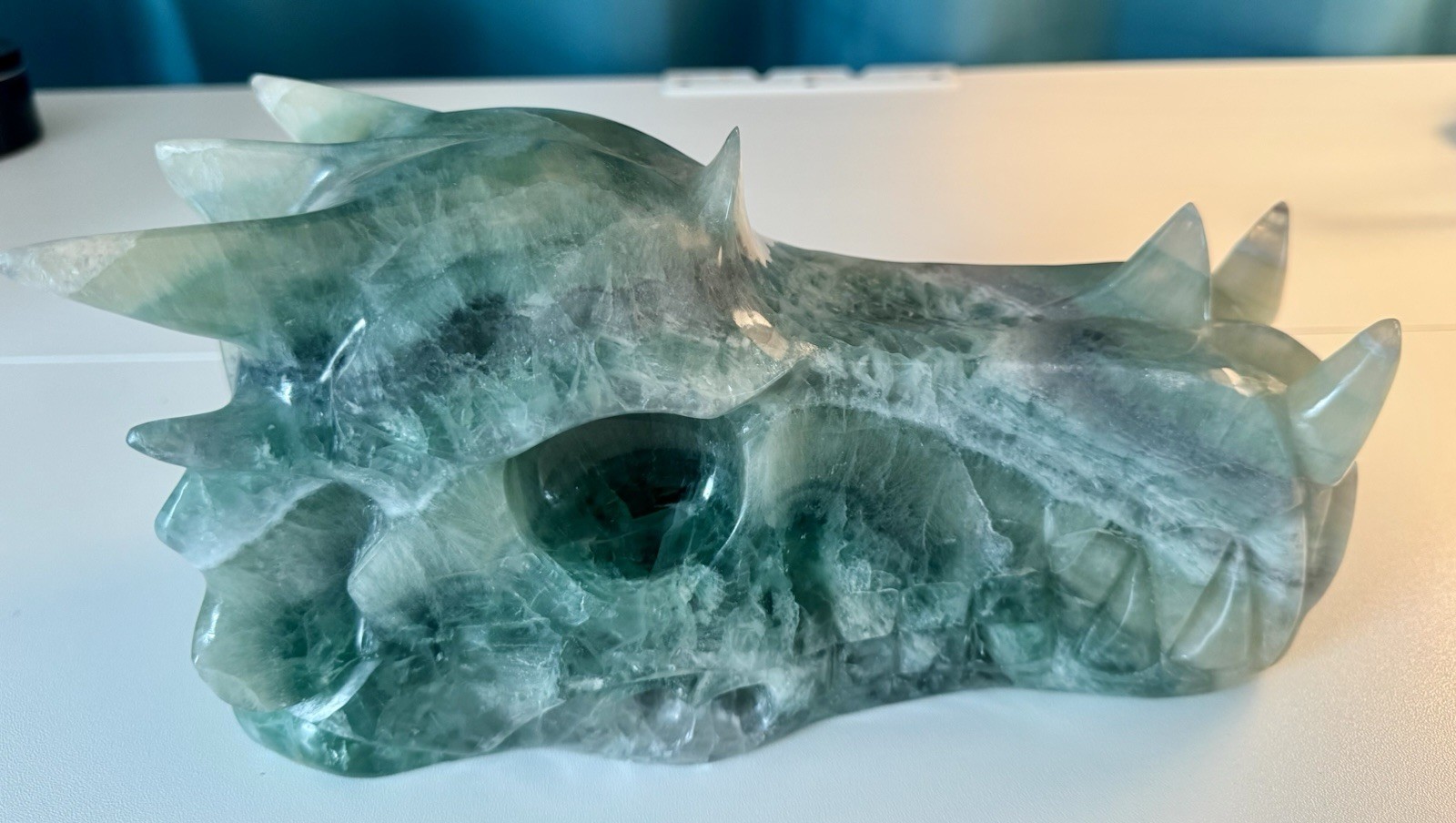 RARE Gorgeous Blue-Green Fluorite Crystal Dragon Head 10”Long, 5”High, 5” Wide. RARE Gorgeous Blue-Green Fluorite Crystal Dragon Head 10”Long, 5”High, 5” Wide.