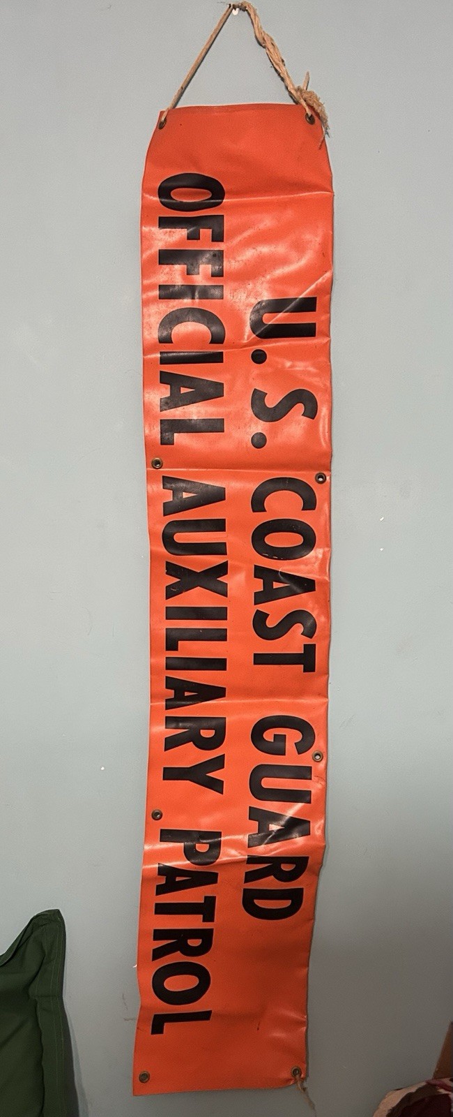 (1) Vintage US Coast Guard Auxiliary Original Vinyl Sign (TWO - SIDED) 47” X 9”