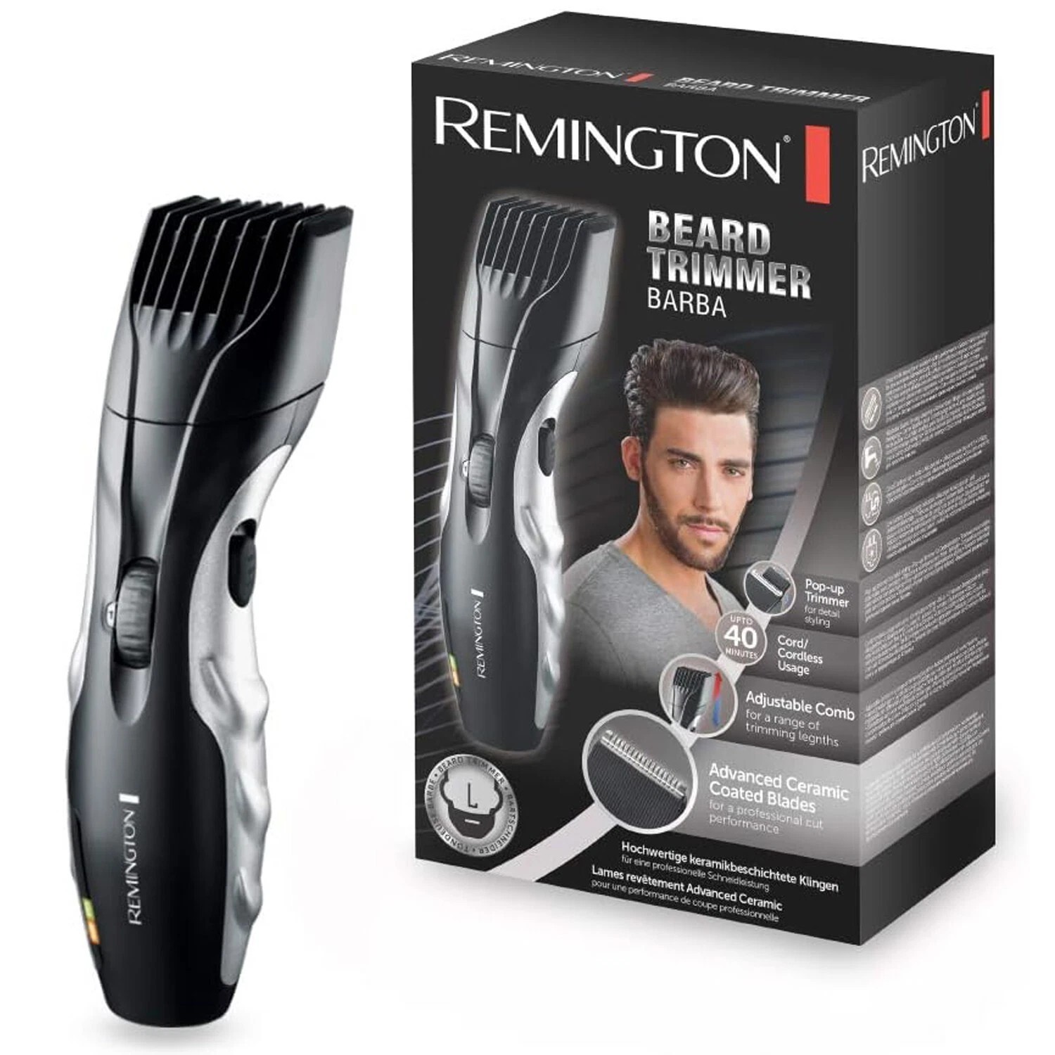 Remington MB320C Barba Beard Trimmer Cordless Rechargeable Ceramic Blades Remington MB320C Barba Beard Trimmer Cordless Rechargeable Ceramic Blades