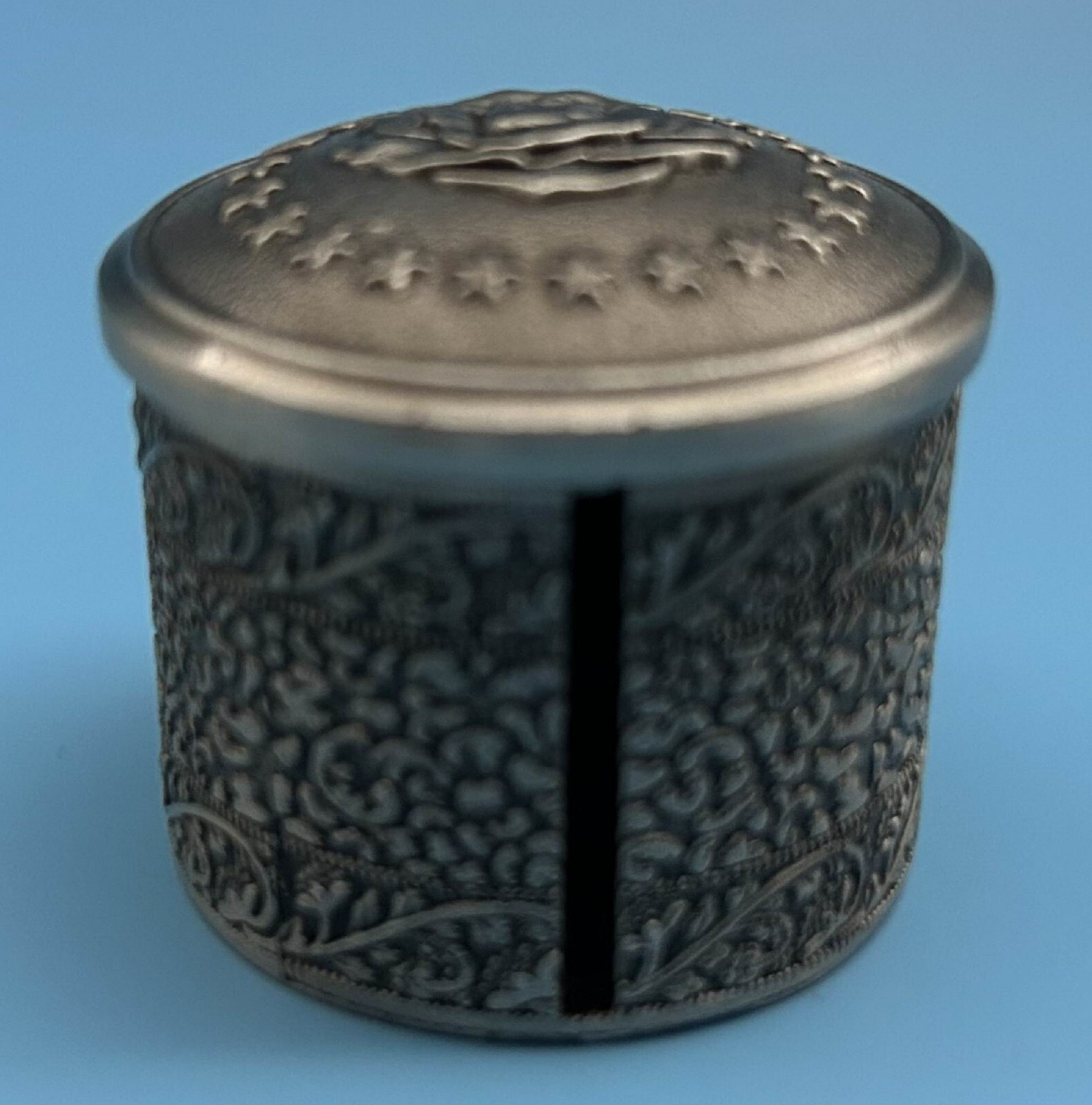 USPS US post office metal roll stamp dispenser with intricate flower rose patter USPS US post office metal roll stamp dispenser with intricate flower rose patter