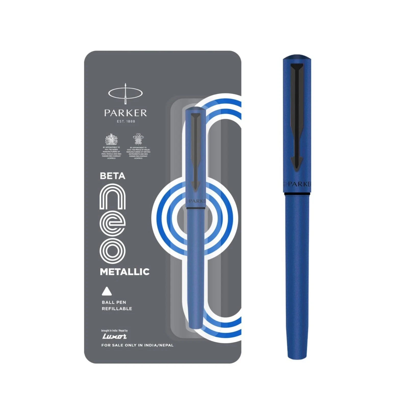 Parker Beta Neo Metallic Blue Ballpoint Pen with Coated Clip Chrome trim  - 3x