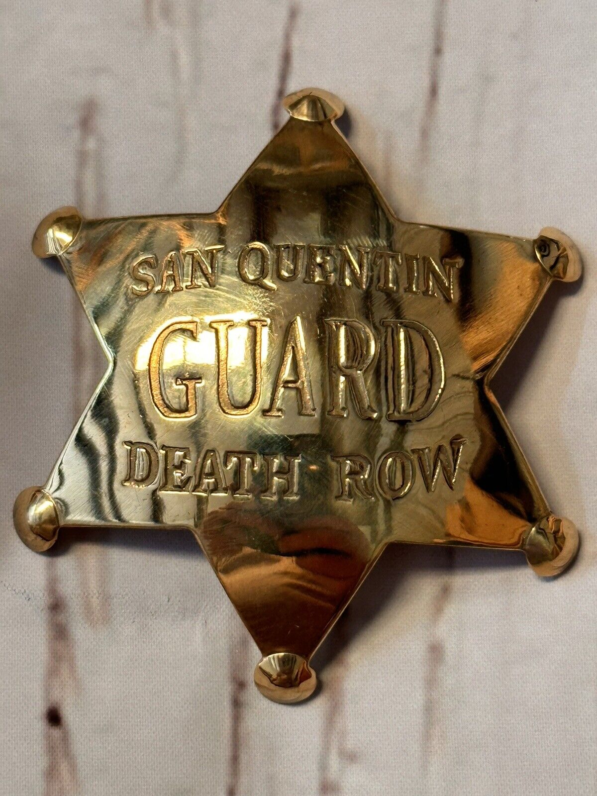 San Quentin Guard Death Row Badge Solid Brass Replica 3 Inch Wide Same Day Ship