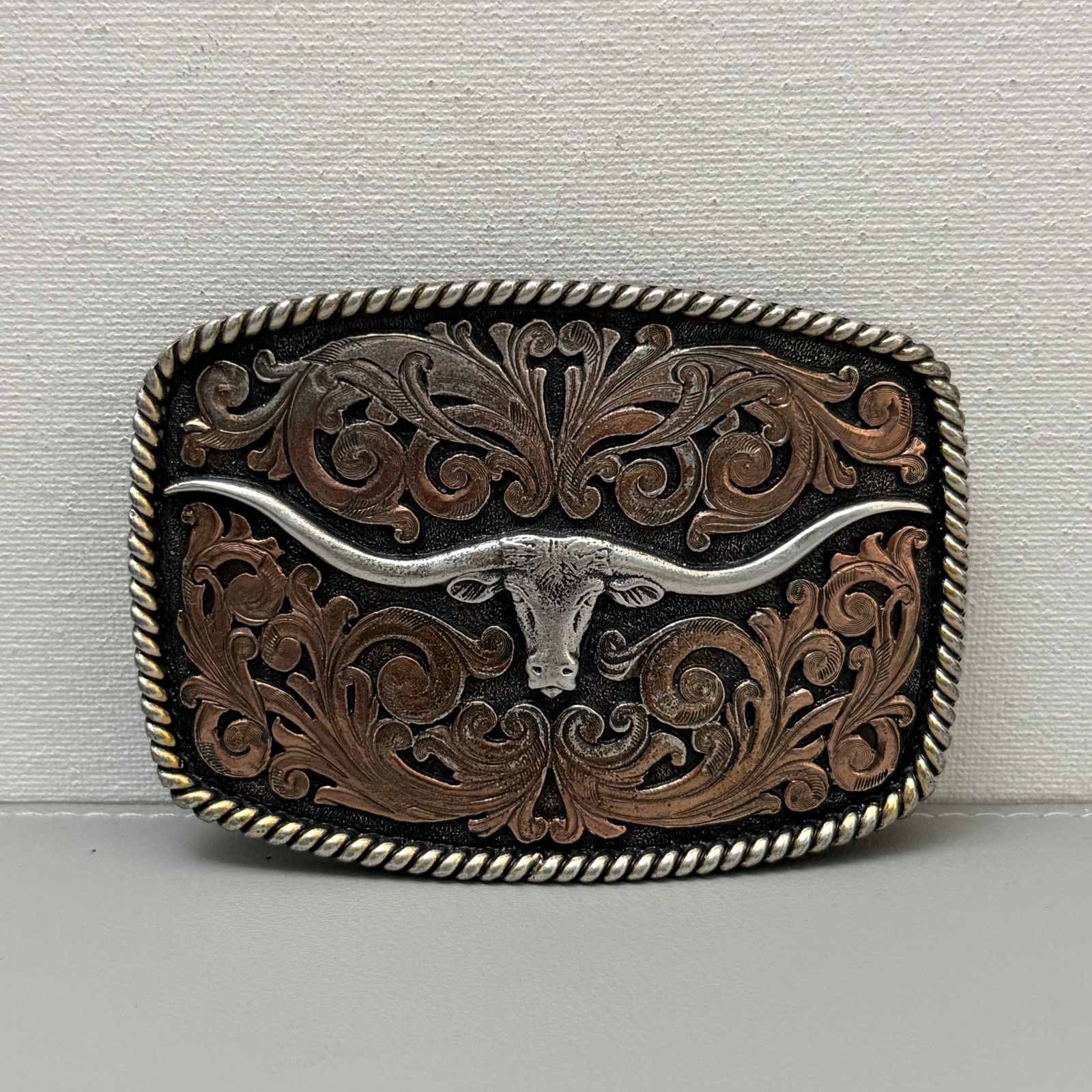Montana Silversmiths Longhorn Belt Buckle Western Cowboy Two Tone Silver Gold Montana Silversmiths Longhorn Belt Buckle Western Cowboy Two Tone Silver Gold