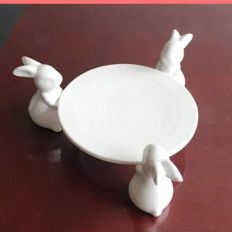 Ceramic Easter Bunny Rabbit Jewelry Holder Serving Dishes Home Decor