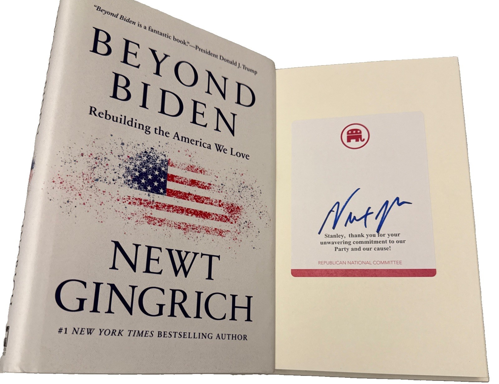 SIGNED Newt Gingrich 1st ED. Print Beyond Biden Book HC DJ Republican Congress SIGNED Newt Gingrich 1st ED. Print Beyond Biden Book HC DJ Republican Congress