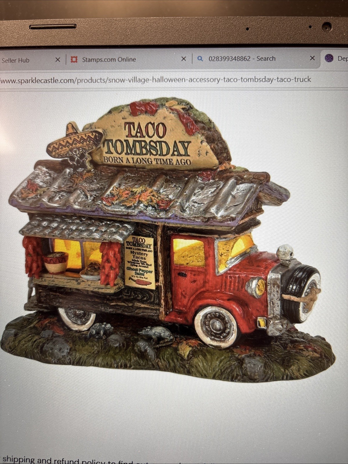 Dept 56 TACO TOMBSDAY TACO TRUCK Halloween Village 6011448 NEW 2023 Snow Village