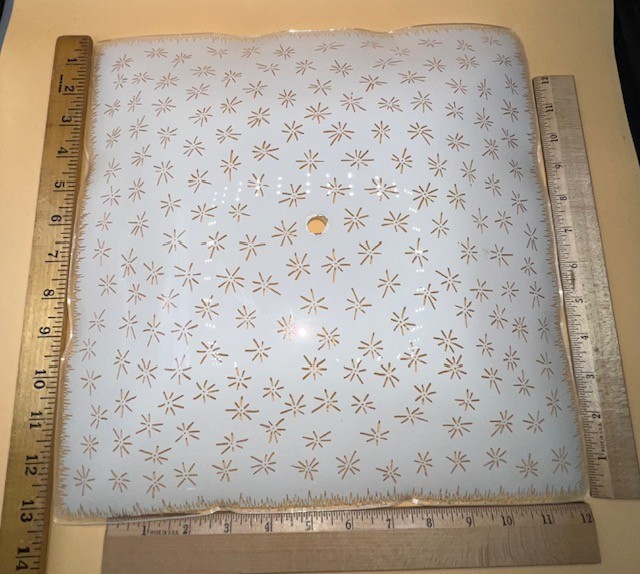 Vintage MCM Mid Century Retro Atomic Starburst Ceiling Light Cover 13" Square