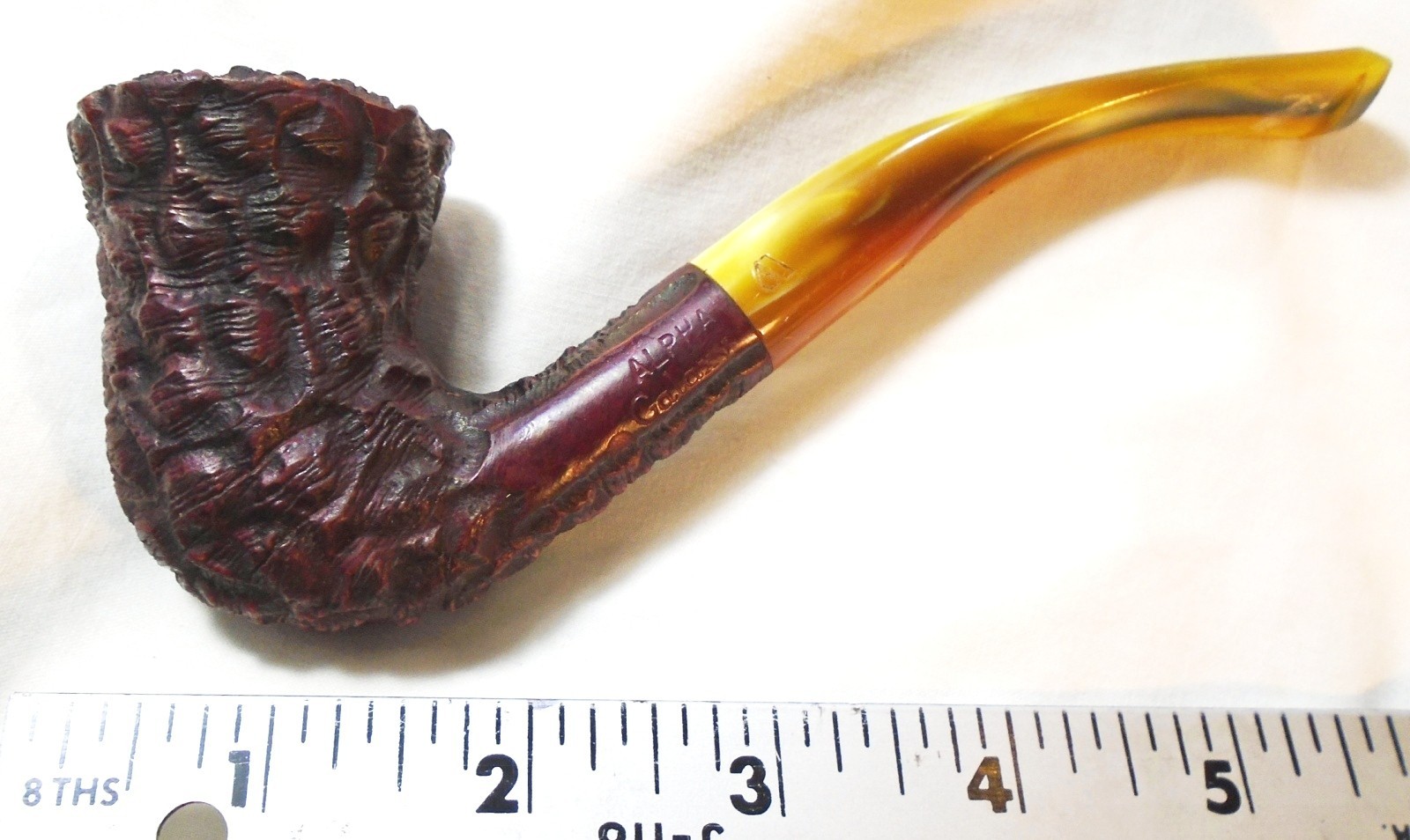 Vintage Alpha Galaxy Israel Briar Tobacco Pipe Rusticated Freehand Amber Stem Vintage Alpha Galaxy Israel Briar Tobacco Pipe Rusticated Freehand Amber Stem