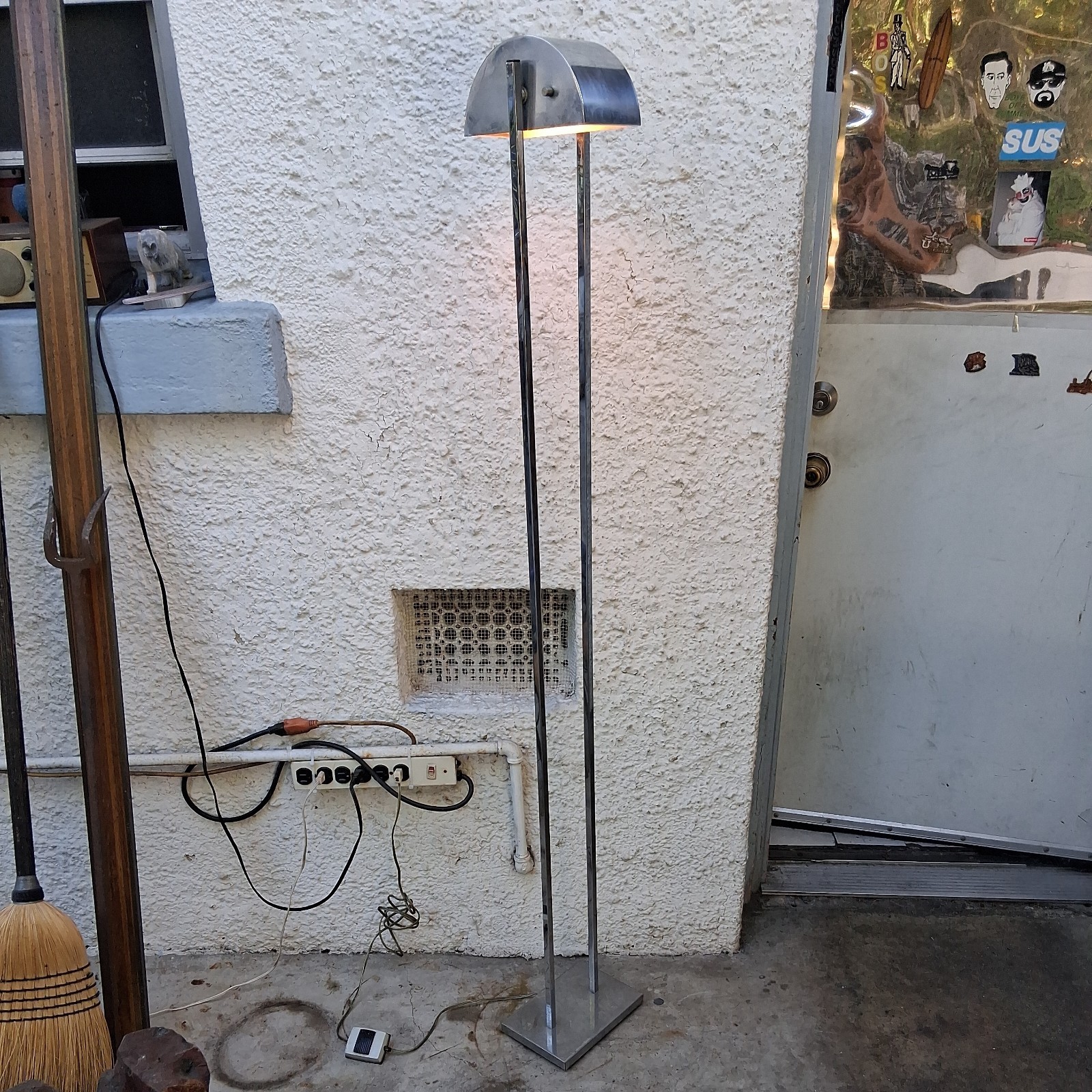 Rare George Kovacs for Koch & Lowy DEMILUNA Chrome Floor Lamp 62" Rare George Kovacs for Koch & Lowy DEMILUNA Chrome Floor Lamp 62"