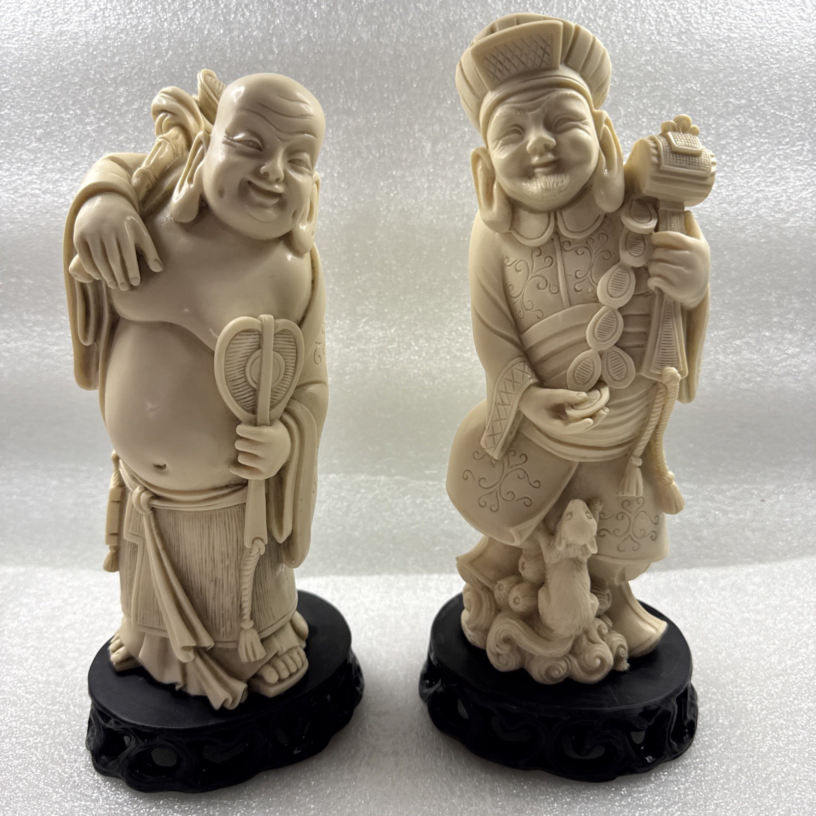 Vintage Chinese Carved Style Figurine Set, Teacher, Asian Inspired, Heavy 9"