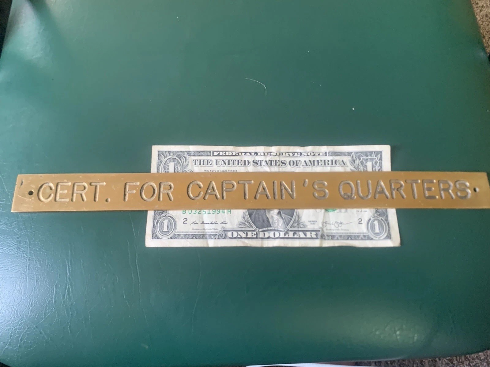 Vintage Original Naval Brass Plaque Vintage Original Naval Brass Plaque