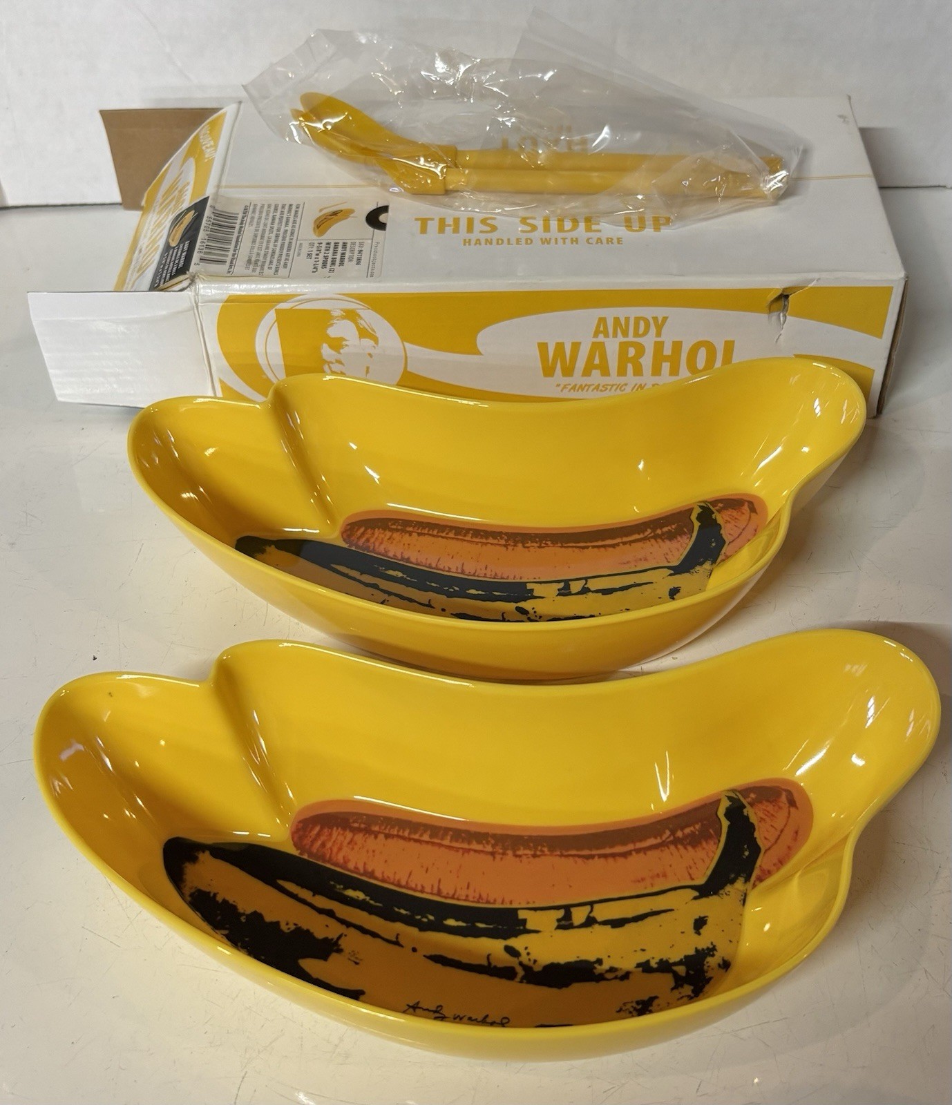 Vintage Andy Warhol Banana Split Set Of Two Dishes MOMA New Original With Box Vintage Andy Warhol Banana Split Set Of Two Dishes MOMA New Original With Box